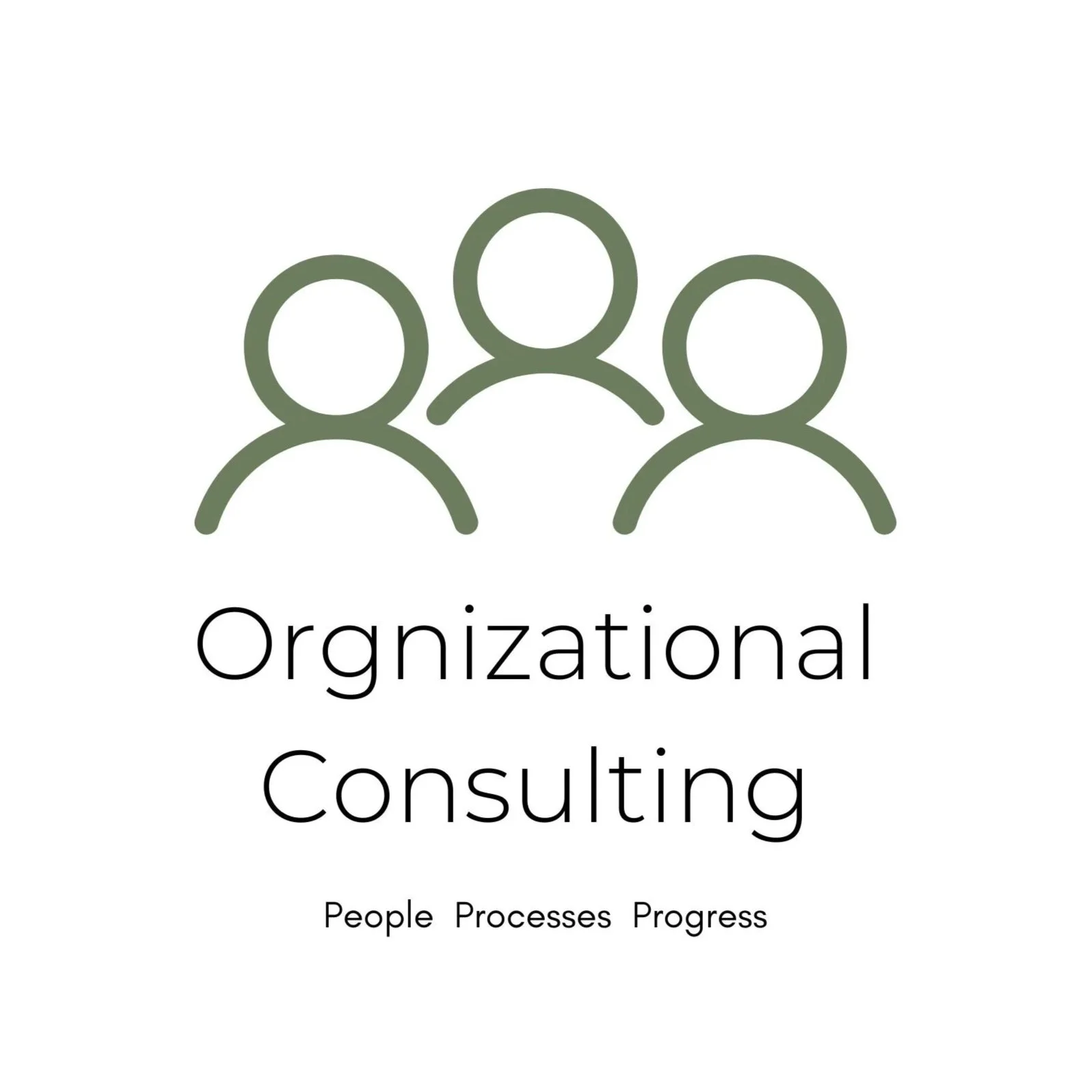 Three outlined people, Organizational Consulting, People Processes Progress