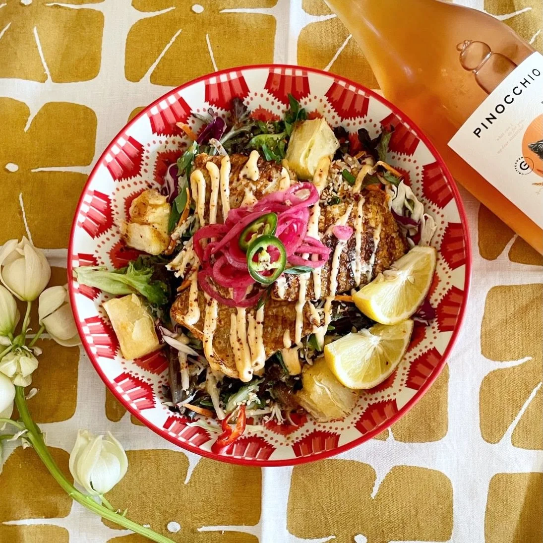From the Yucat&aacute;n Peninsula to the Mornington Peninsula, the Tulum salad offers pieces of fresh pan fried calamari, crispy yucca squares, layered with green salad, shaved carrots, sliced red radish, pickled onion, drizzle of citrus + sesame dre