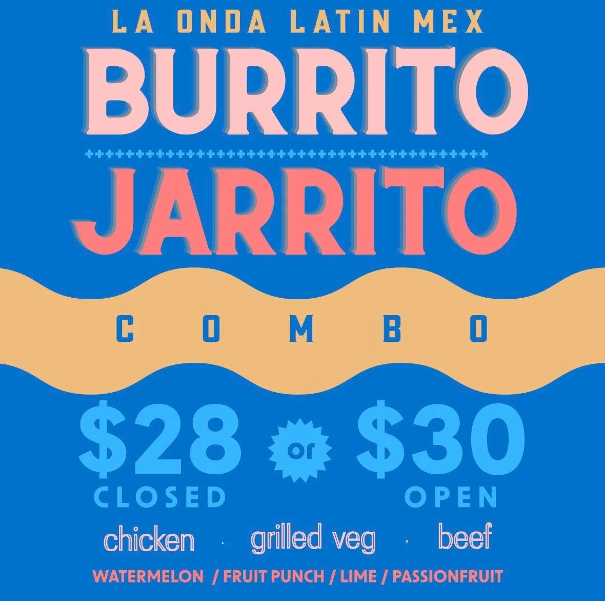 Burrito Jarrito deal&hellip;eat in or take away (order via restaurant not app) siiiiii we see you later! 

*no modifications to Burritos + only a selection of Jarrito flavours included in deal