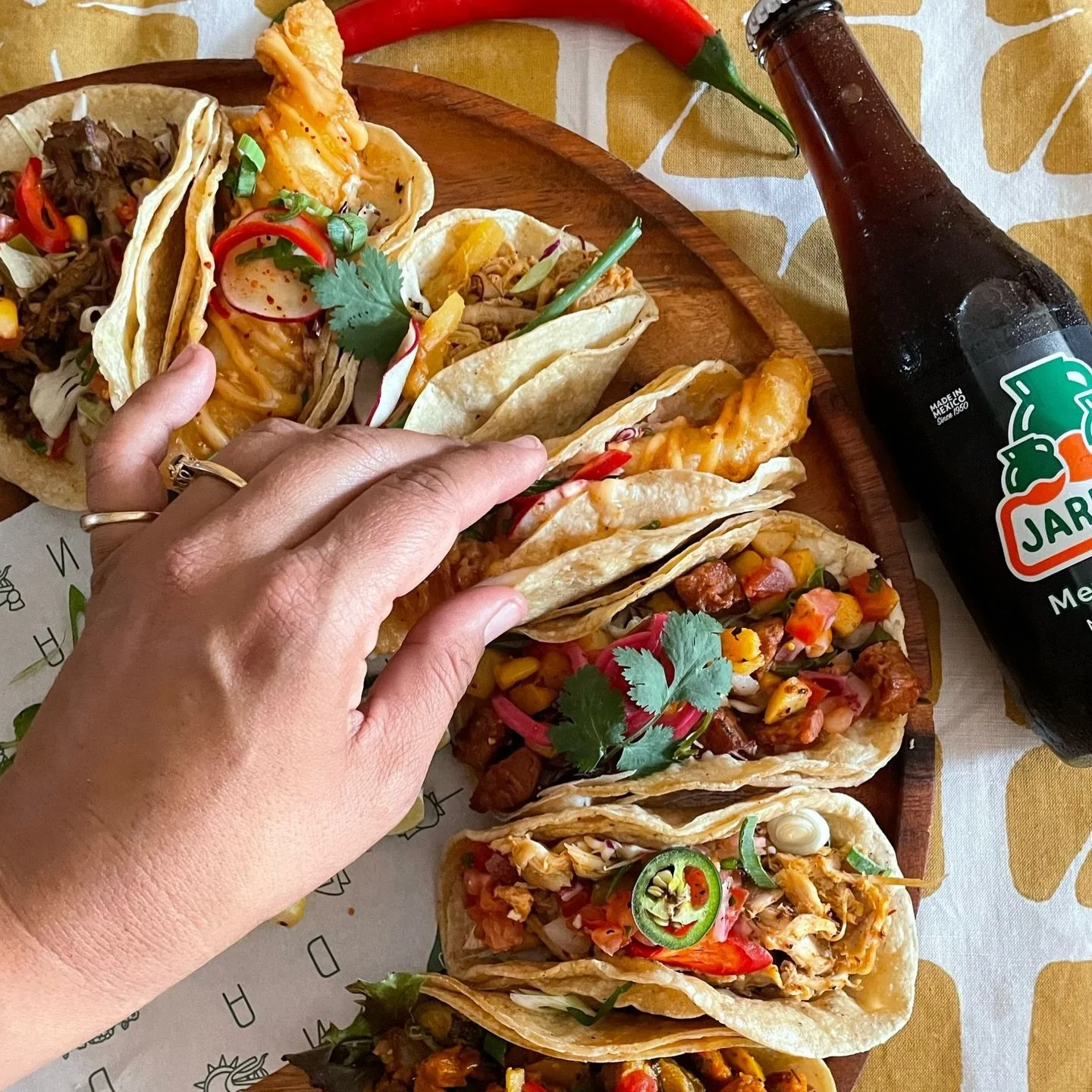 Choose your Frida or Diego Taco Platter it&rsquo;s colourful love full of flavour + joy!