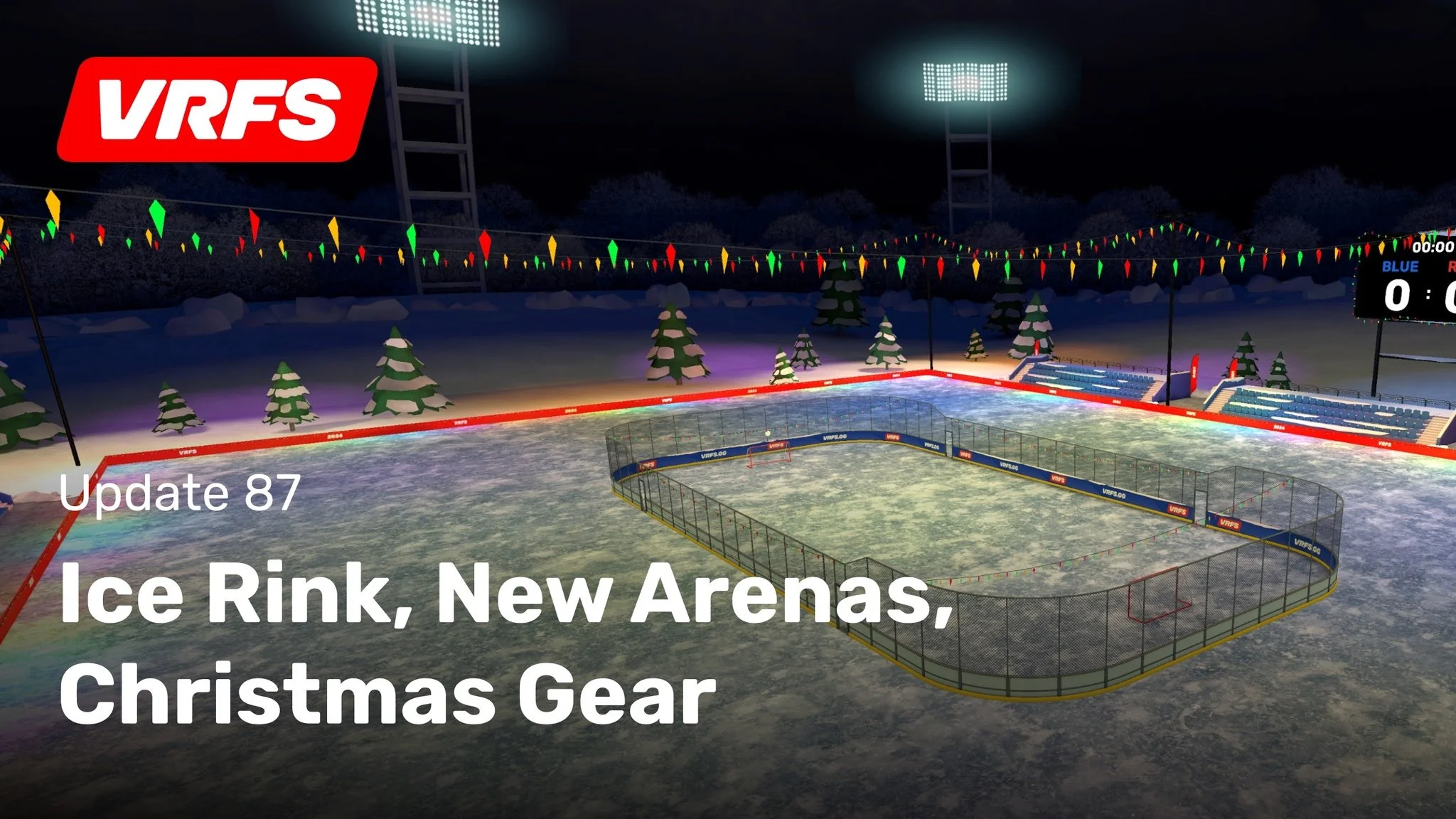 VRFS Virtual Reality Football Simulator winter ice map with Christmas tree and 3v3 hockey rink