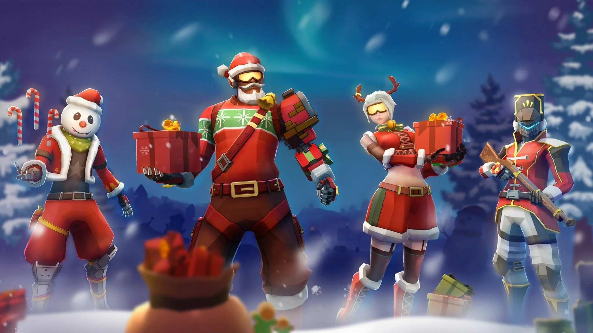 Rampage Agents Season 2 Christmas-themed lobby with Holiday Lights character skins