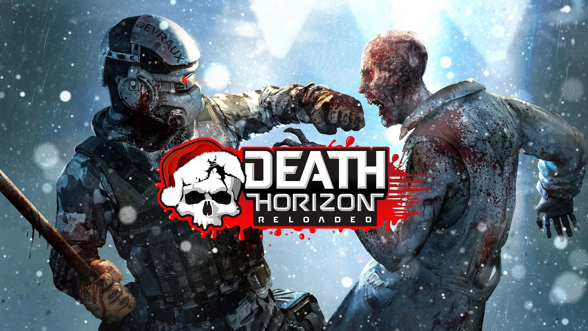Death Horizon Reloaded VR zombie shooter with winter decorations and co-op multiplayer gameplay