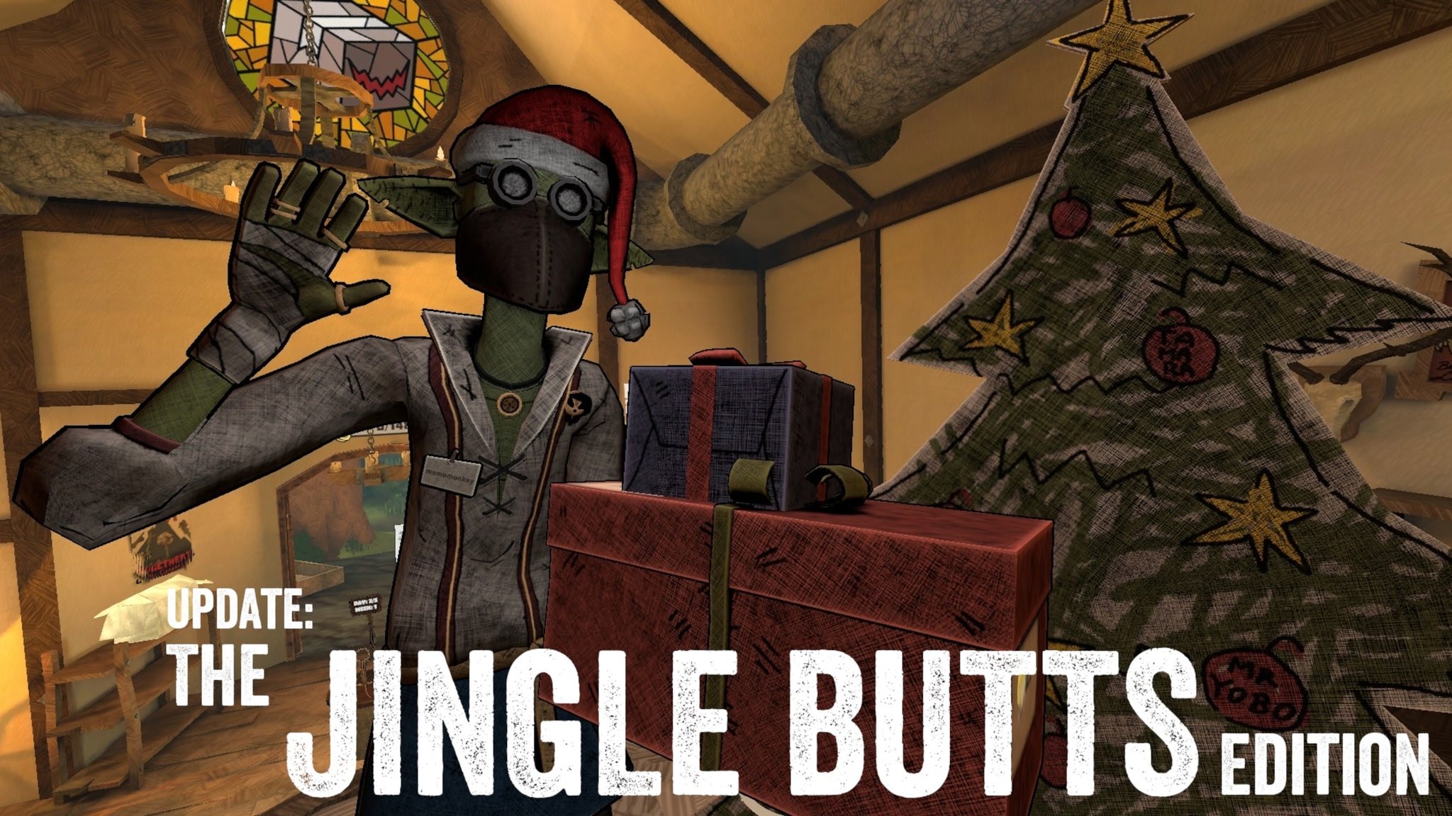 Deadly Delivery VR co-op horror with Jingle Butts Christmas edition Krampus outfit and festive decorations