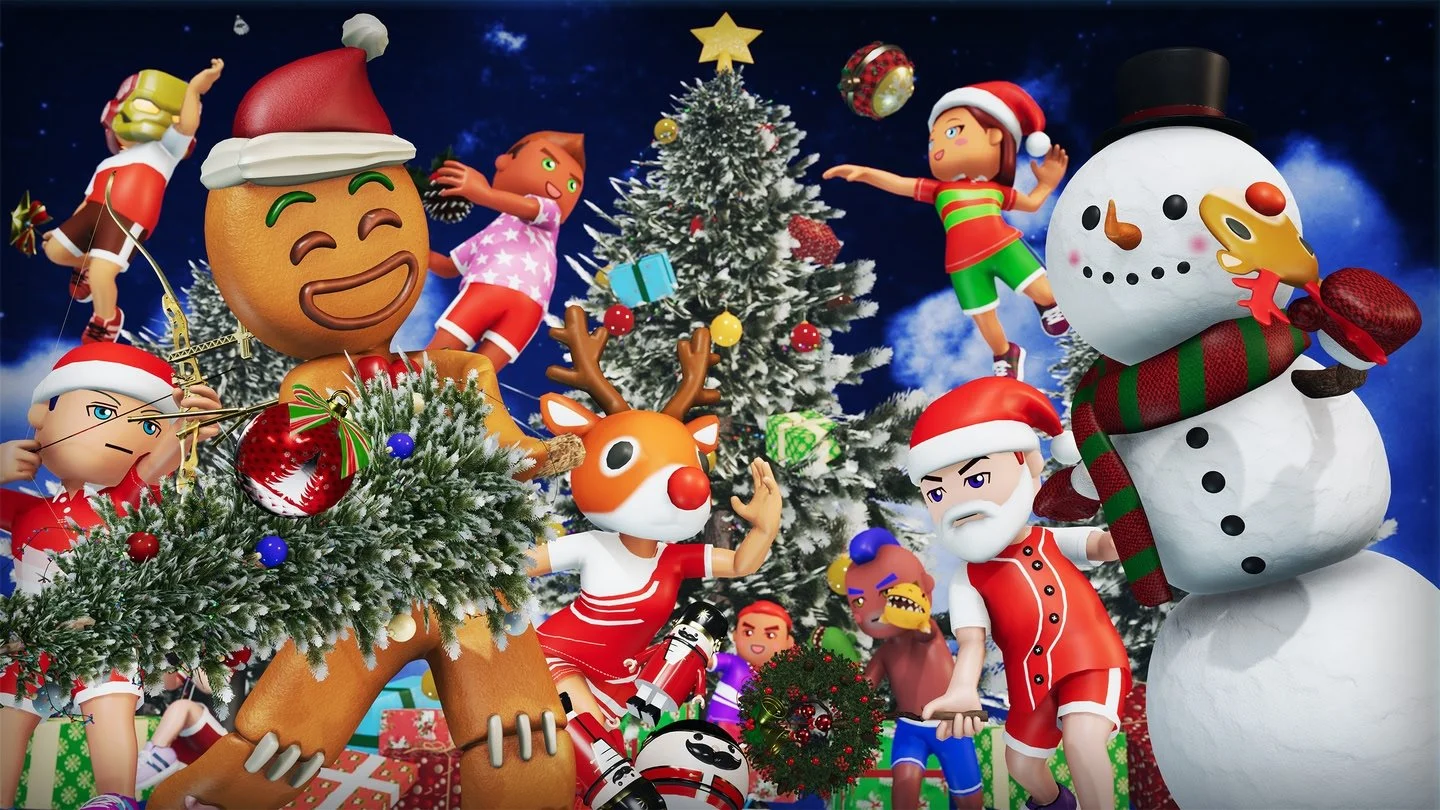 All In One Sports VR with holiday costume DLC featuring winter-themed outfits and accessories