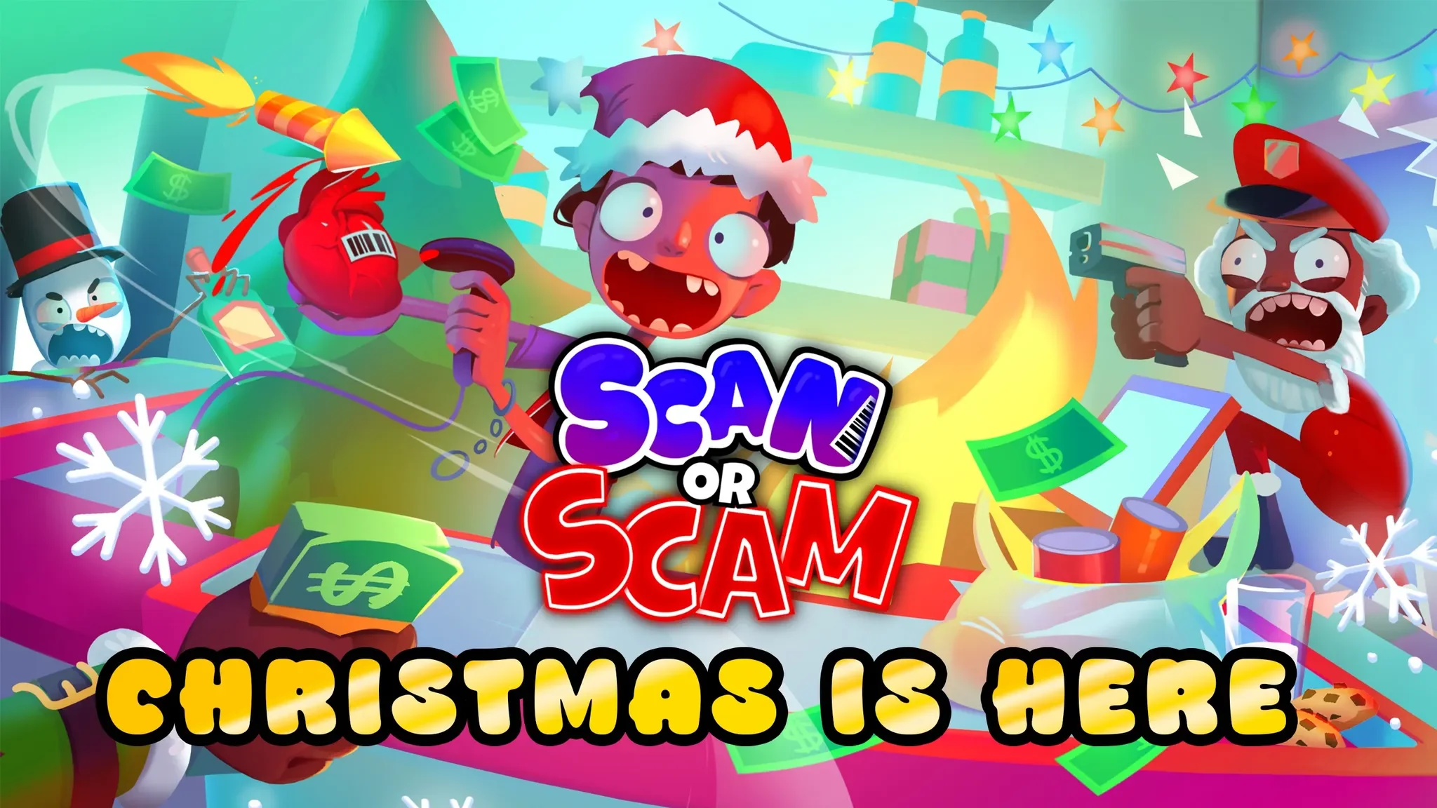 Scan or Scam VR supermarket Christmas update with Santa delivery man and elf customers