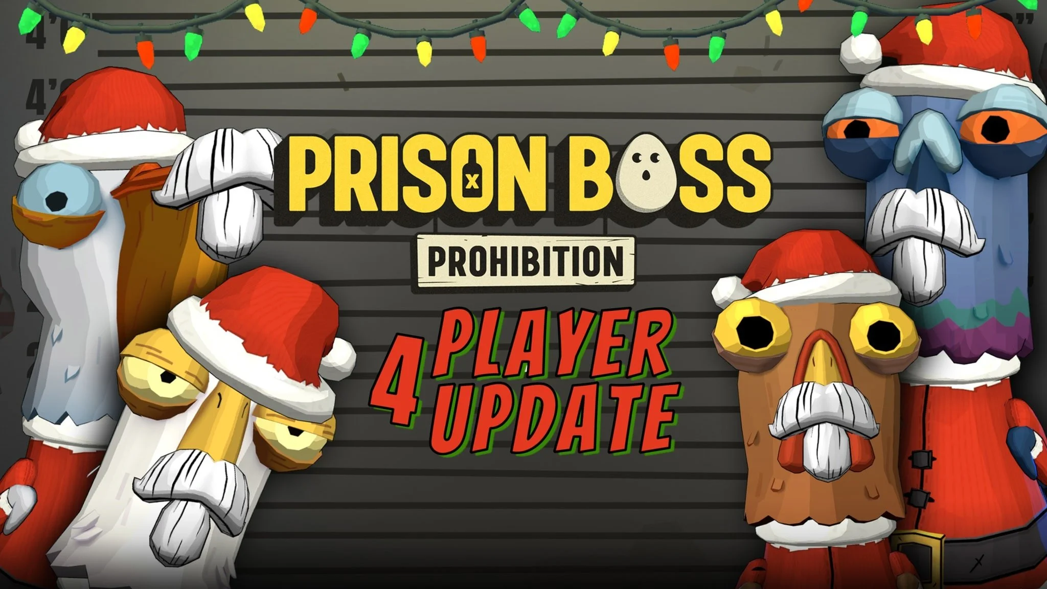 Prison Boss Prohibition VR 4-player co-op with Christmas Outlaw Claus costume crafting contraband