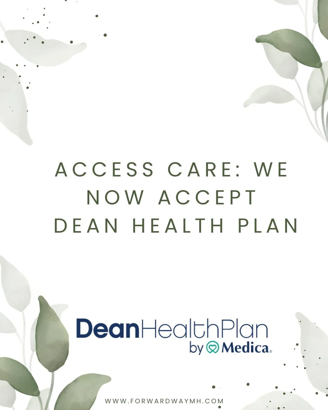 Dean Health Plan members: I am now in-network with Dean Health Plan by Medica.

My goal is to make quality mental health care easier and more affordable for my clients.

Please check your coverage and schedule your appointment with me today.

🔗 Link
