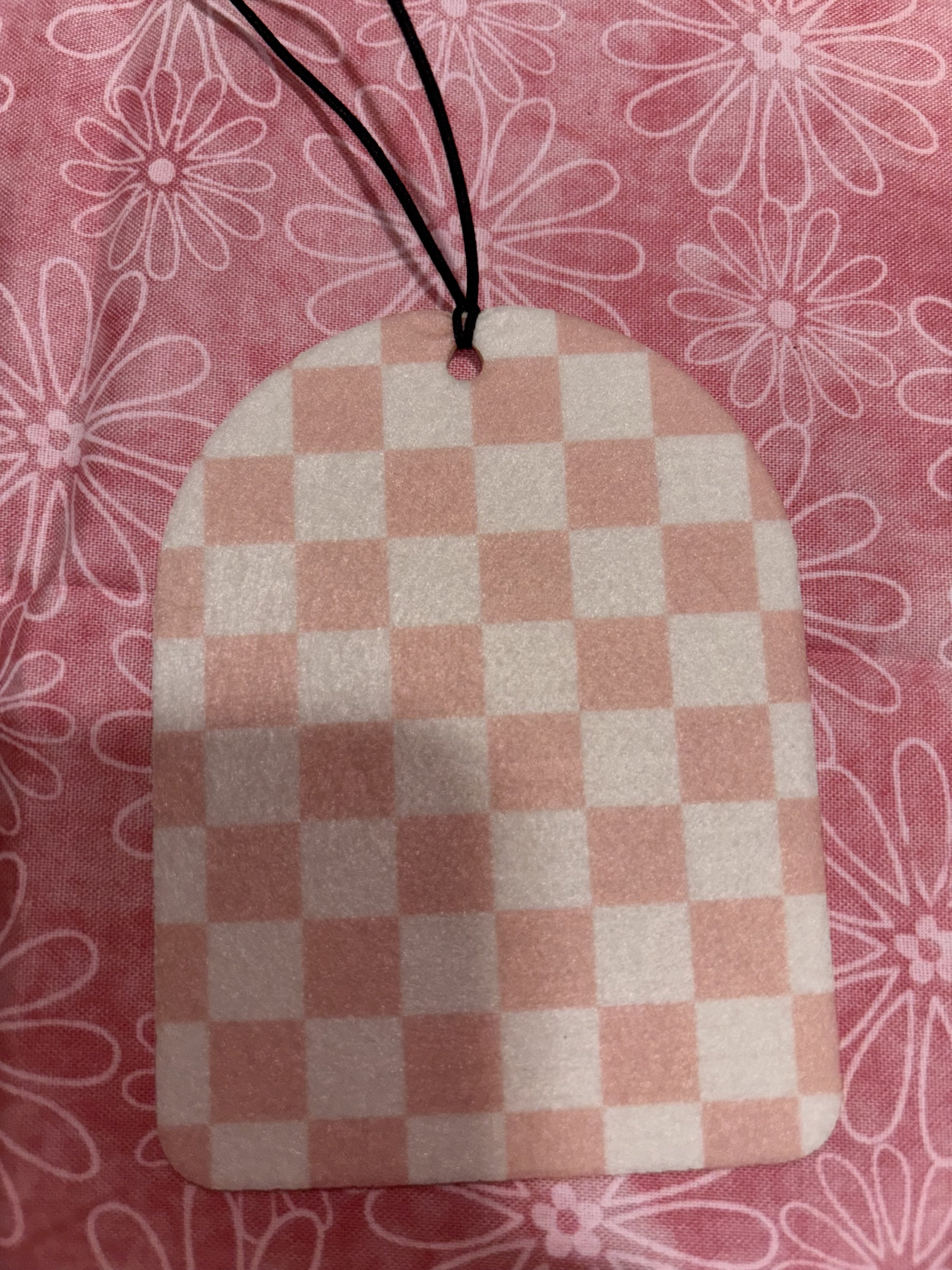 Pink Checkered Car Freshie