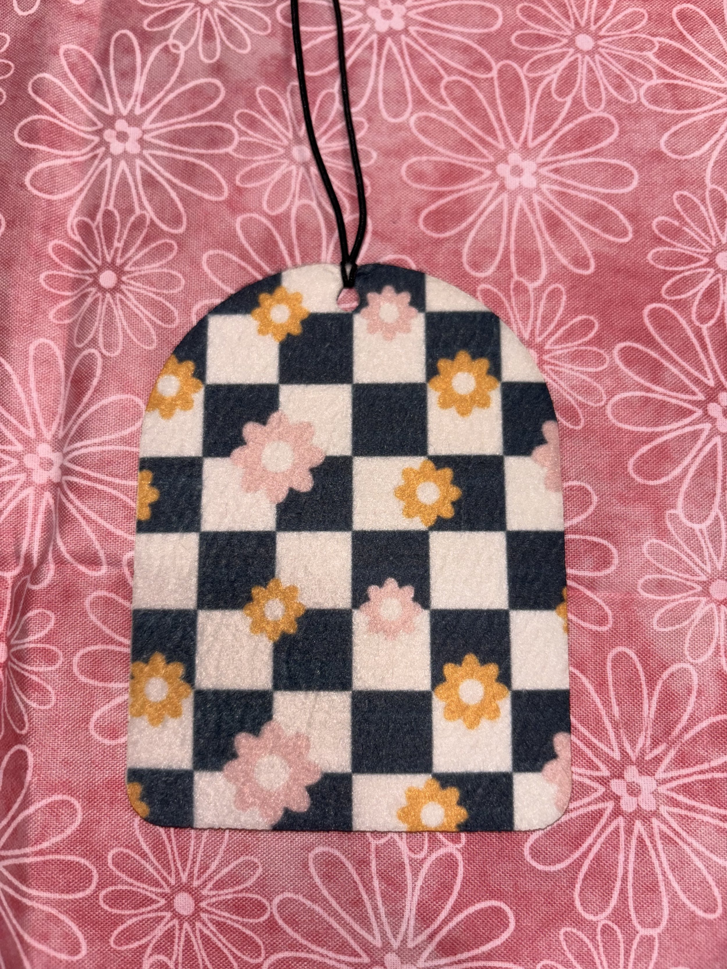 Checkered Flowers Car Freshie