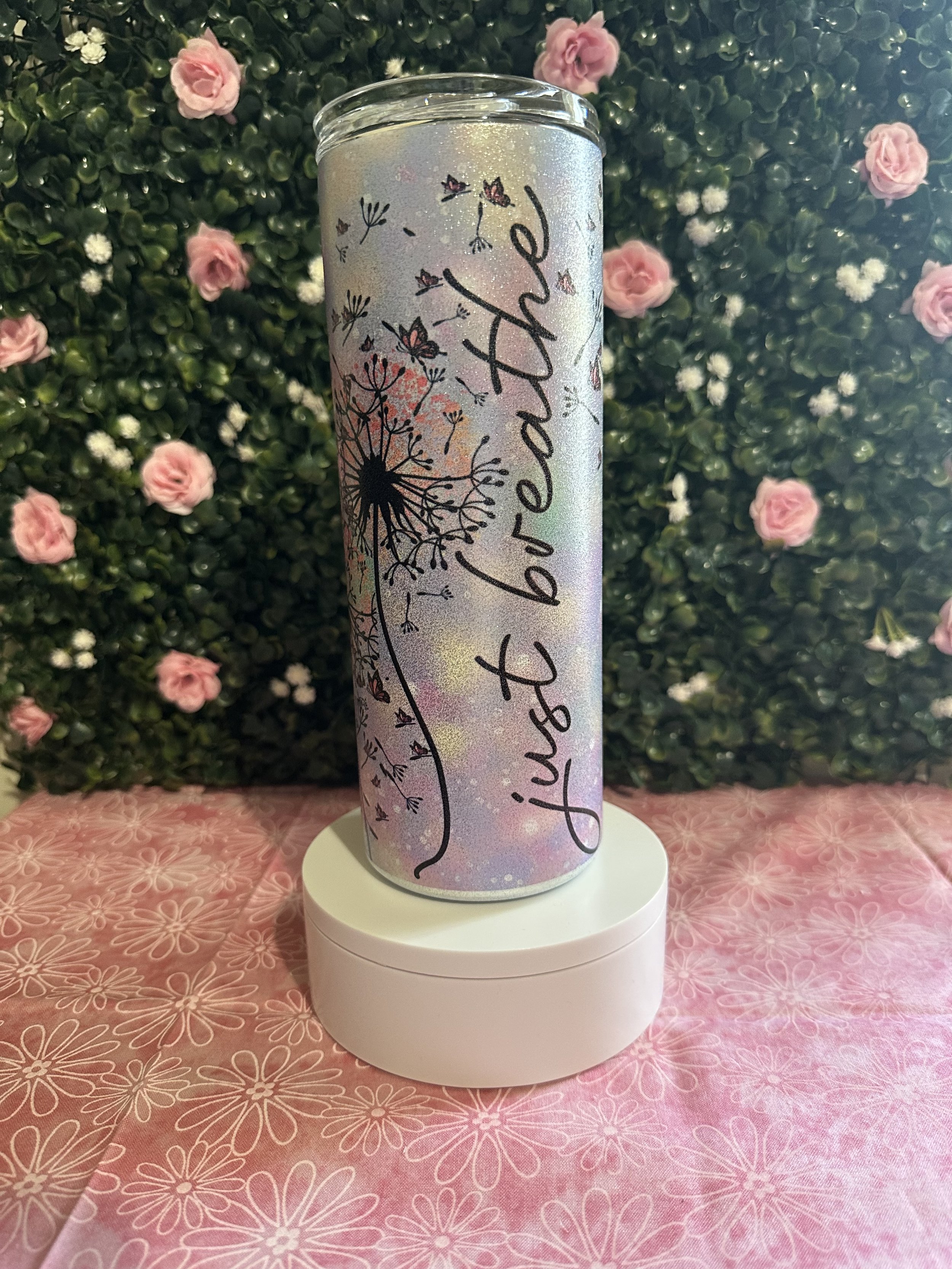 Just Breathe 20oz Glitter Tumbler