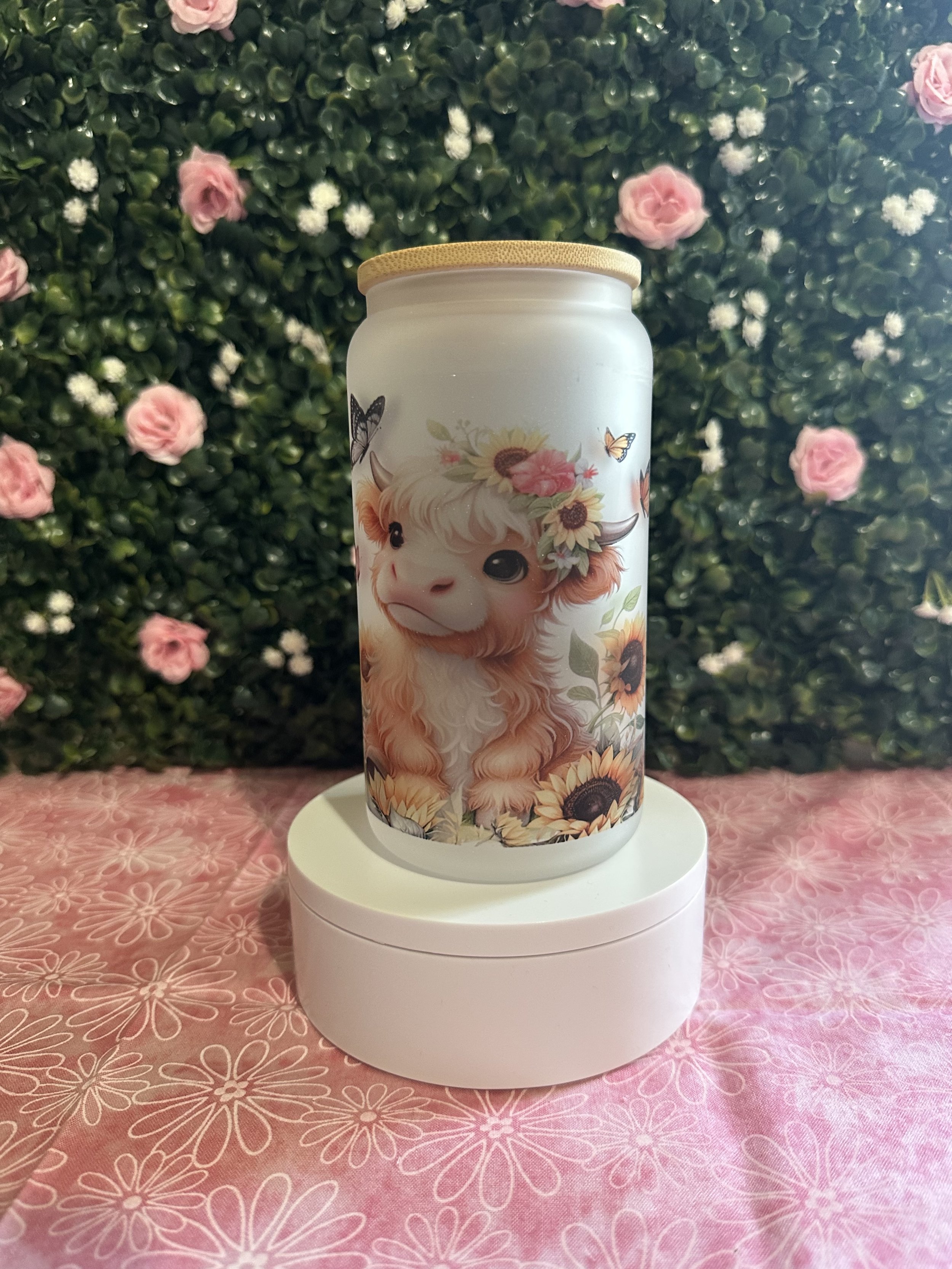 Highland Cow 16oz Glass Cup