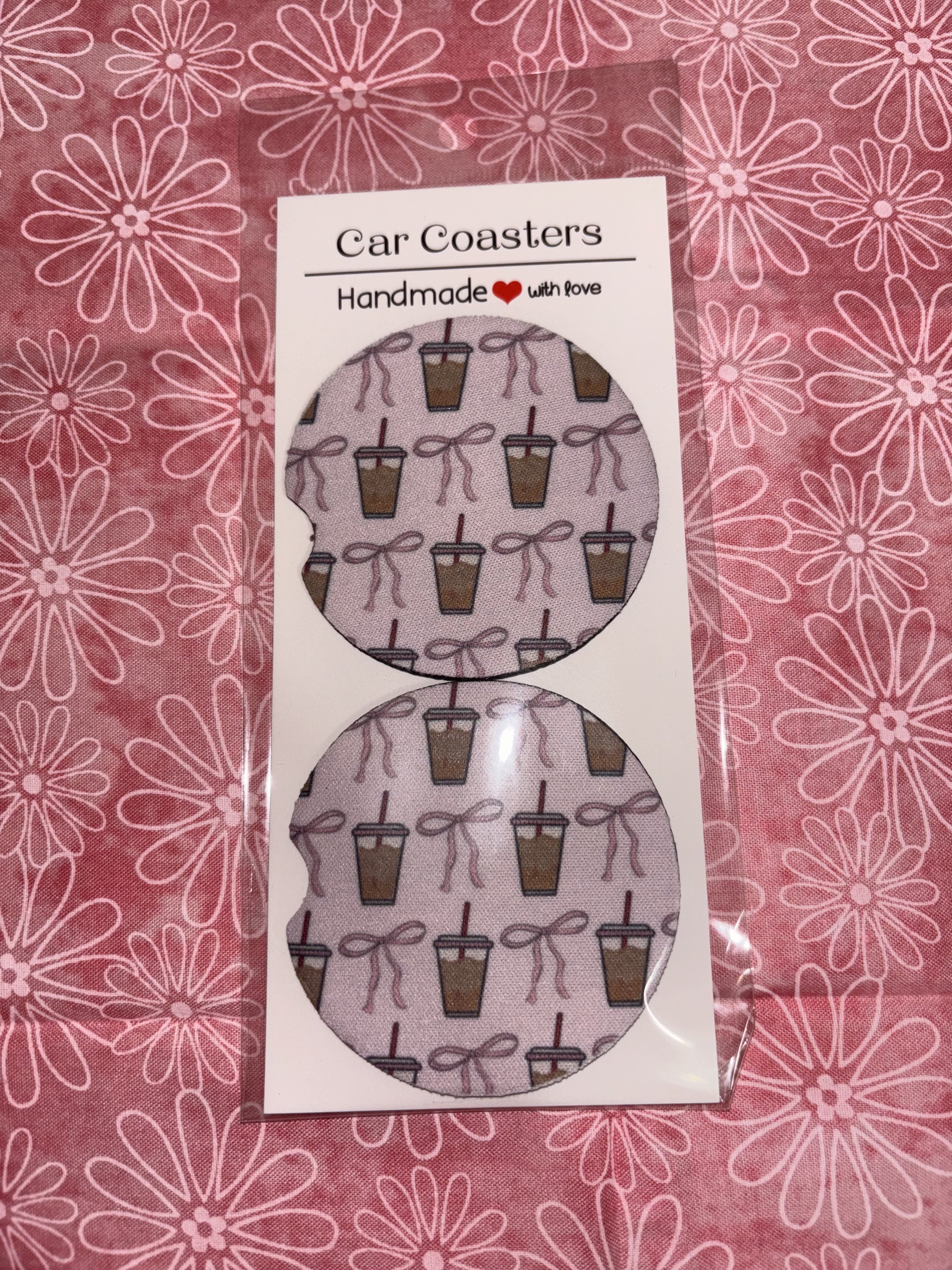 Coffee and Bows Car Coasters