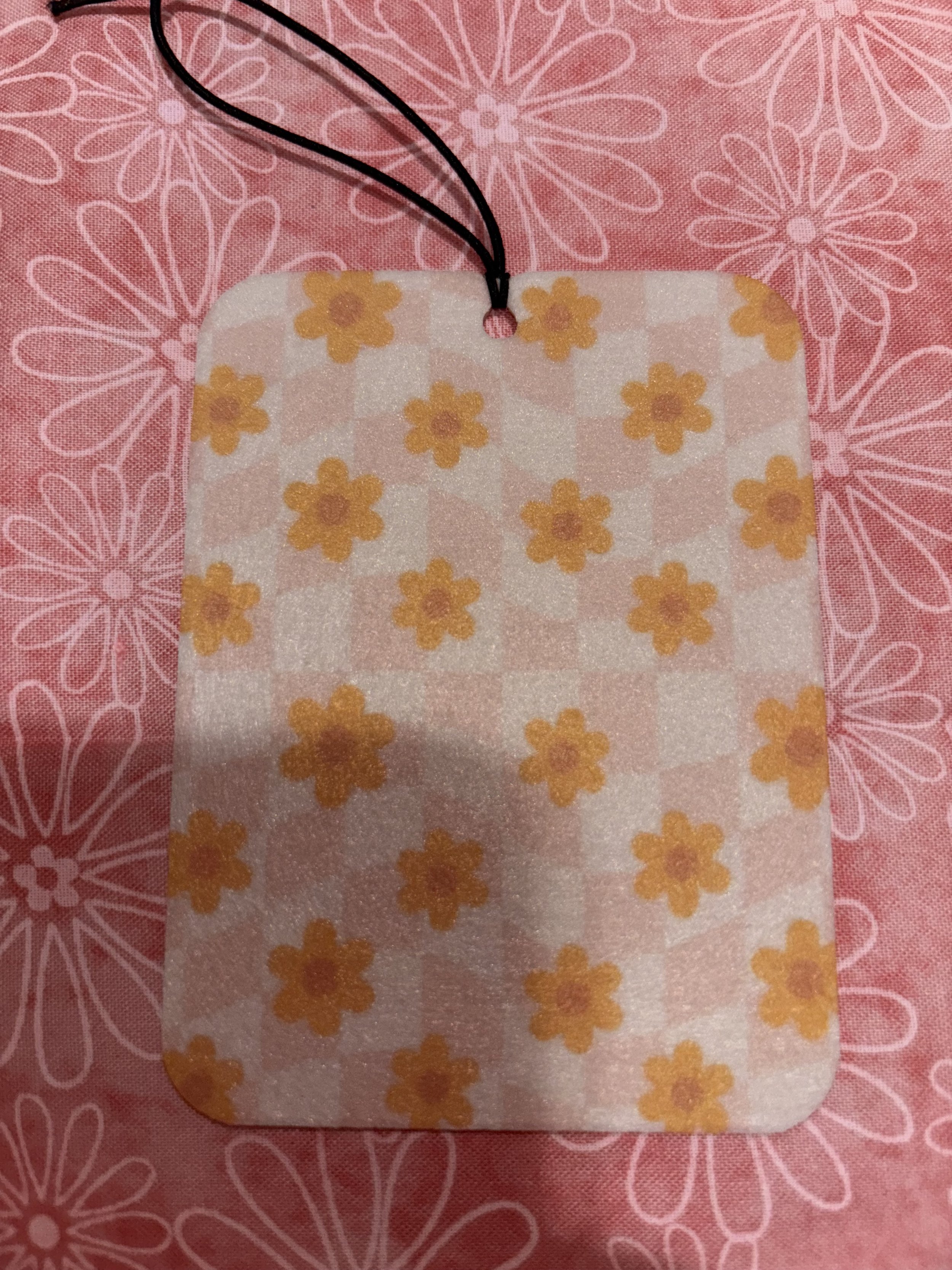 Pink and Orange Checkered Car Freshie