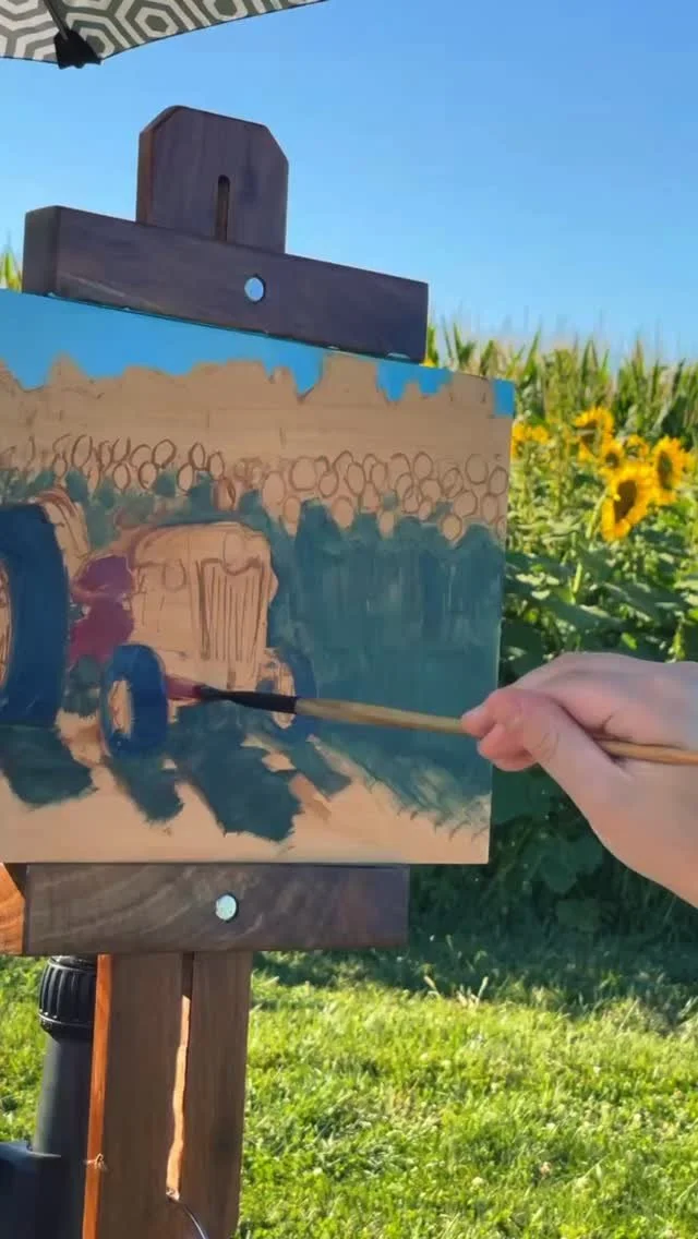 As promised, our very first timelapse. Featuring: a vintage tractor, a field of sunflowers, a sunset, and a few beers. Enjoy! 🎨🦆🚜🌻🍺
#pleinair #pleinairpainting #outdoorpainting
#landscapepainting #art #artist #artwork #instaart #fineart #artist