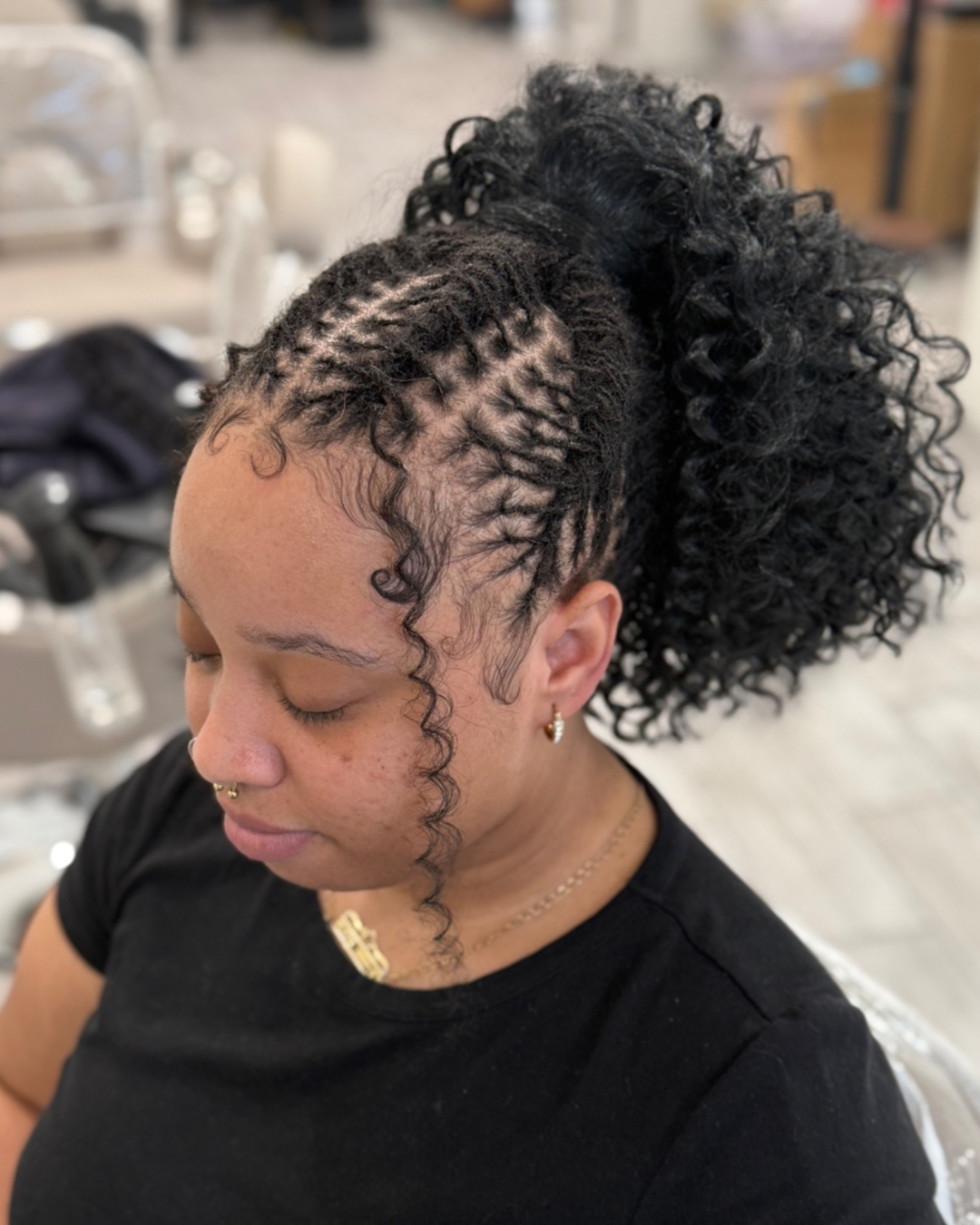Healthy microlocs care, styling and maintenance at Myssberri's Salon in Brooklyn, NY