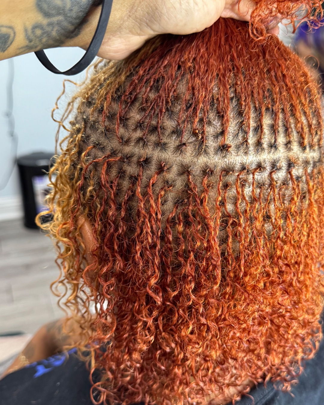 color treatment and fresh retie on microlocs
