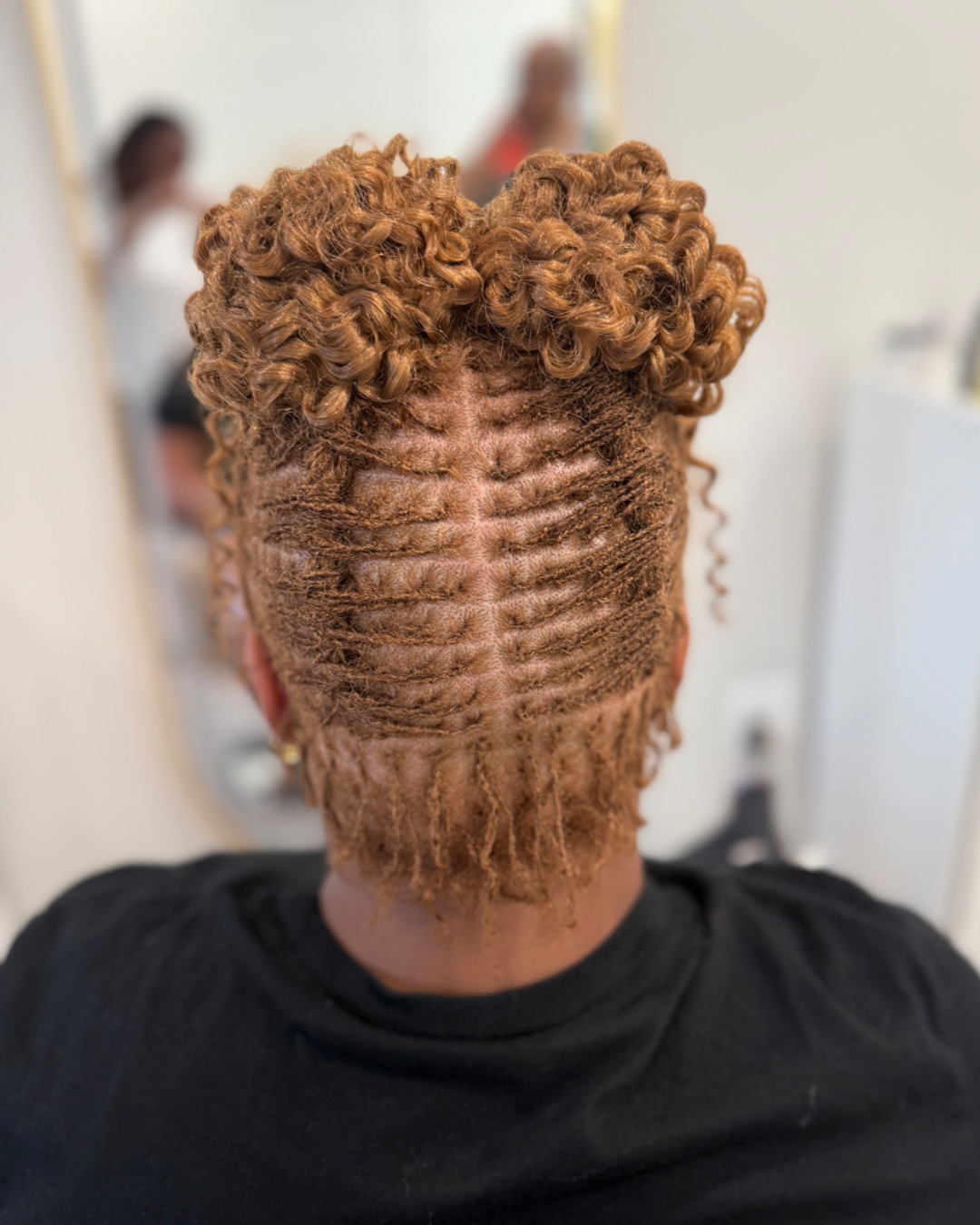 Microlocs updo styling by Brooklynk, New York loctician at Myssberri's Salon