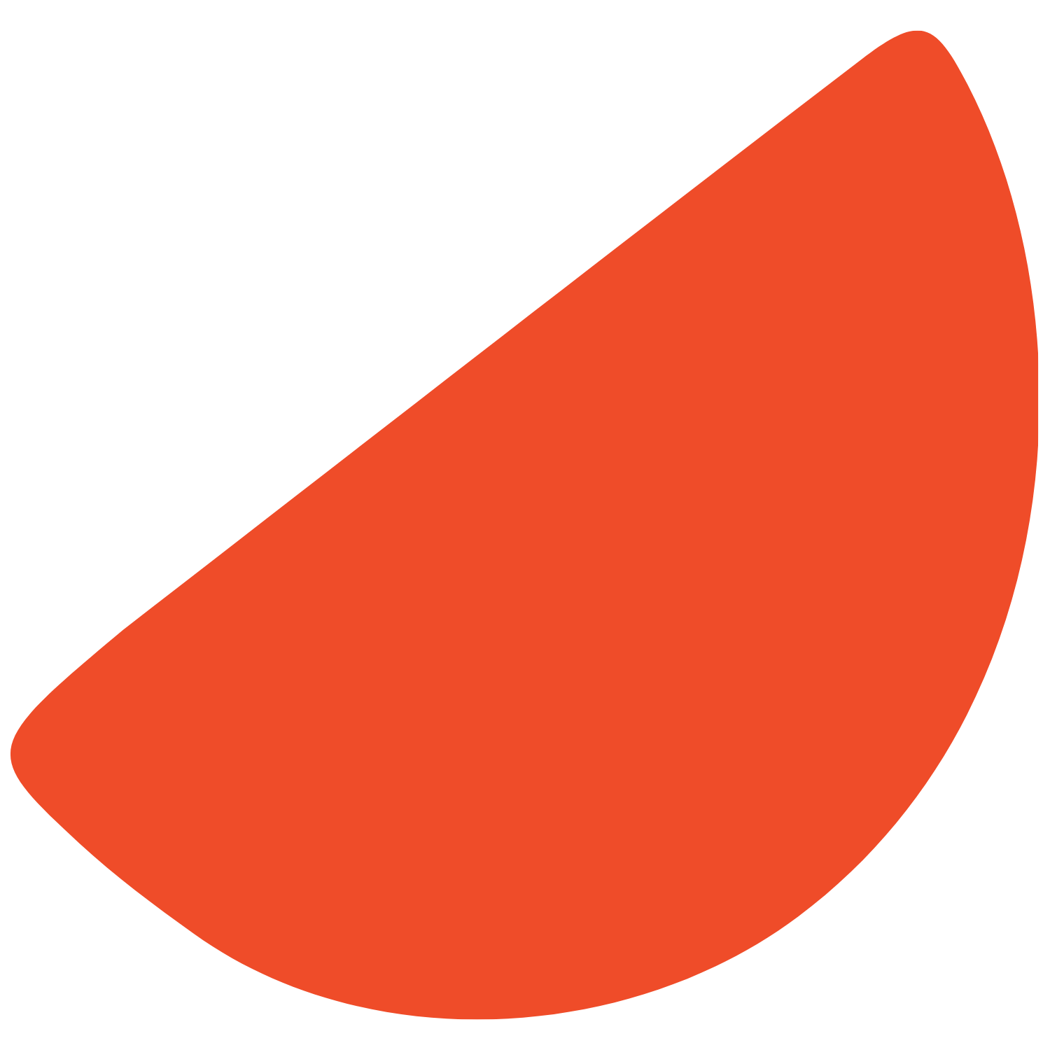 A pie chart with a large orange section and a small black section