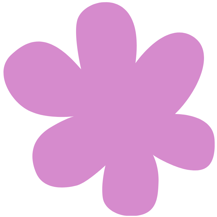 A purple, five-petaled flower shape on a black background.