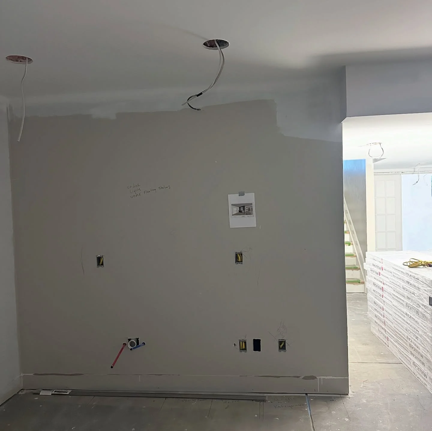 Drywall &amp; electric installed at #ChelseaGreen. Painting was kicking off the day we took these pics. 

Lots of progress happening to bring this multi-use finished basement together. 

Up next: flooring! Check out our stories today for a peek at th