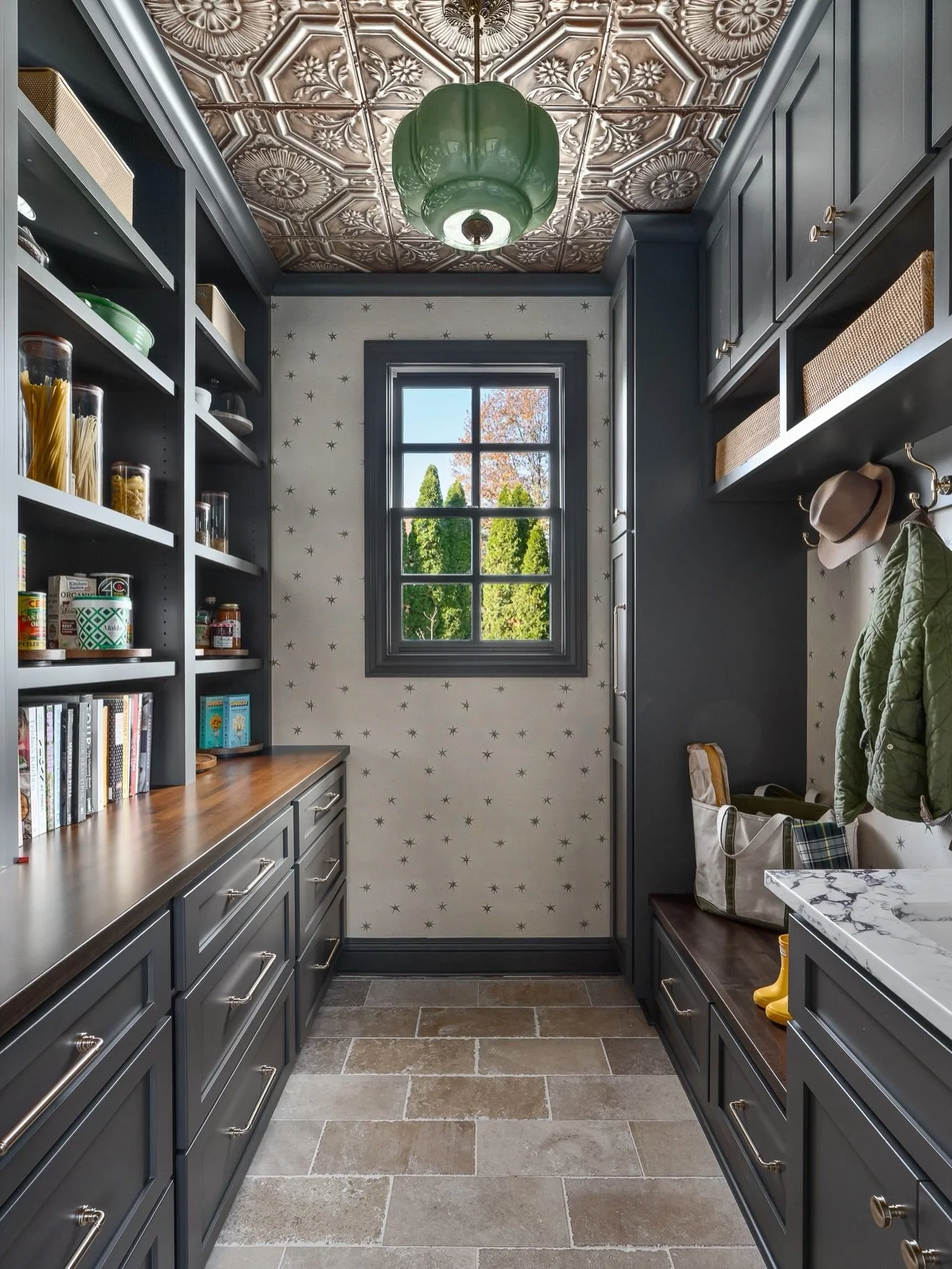 This room at our Berkeley Square project is working overtime. 

Combining high-function for a young, busy family while pulling major impact and style through in every thoughtful detail. We could stare at this pantry-mudroom hybrid all day!