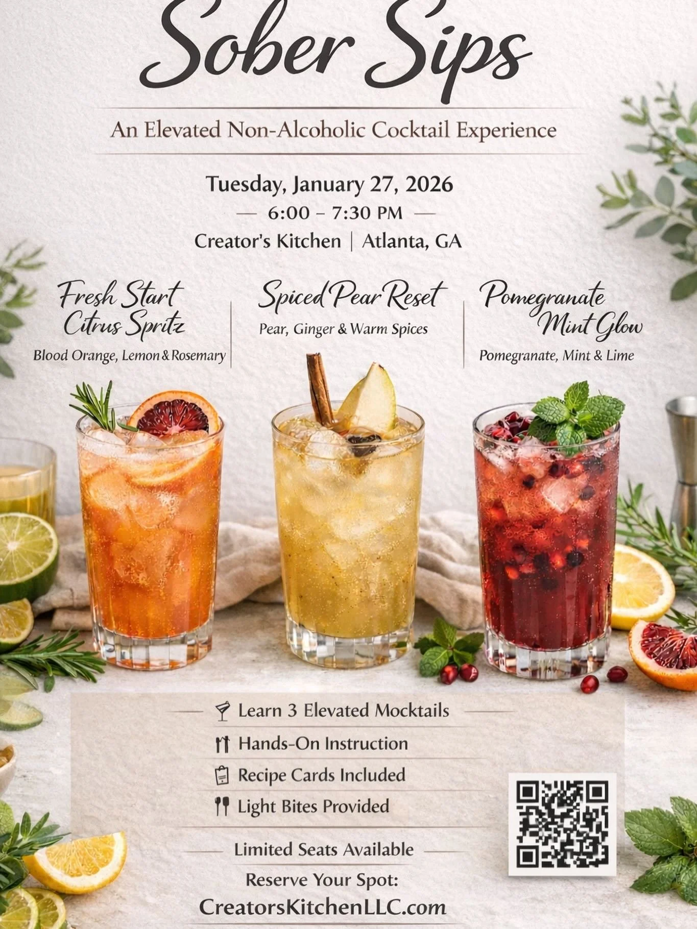 Calling all Dry January queens + sober curious besties 👀
Sober Sips is back Jan 13 at 6 PM!
Learn our Drink of the Month, sip, vibe, and bring a friend who needs a new favorite mocktail 🍓🌿
Spots are limited &ndash; don&rsquo;t miss it!
#DryJanuary