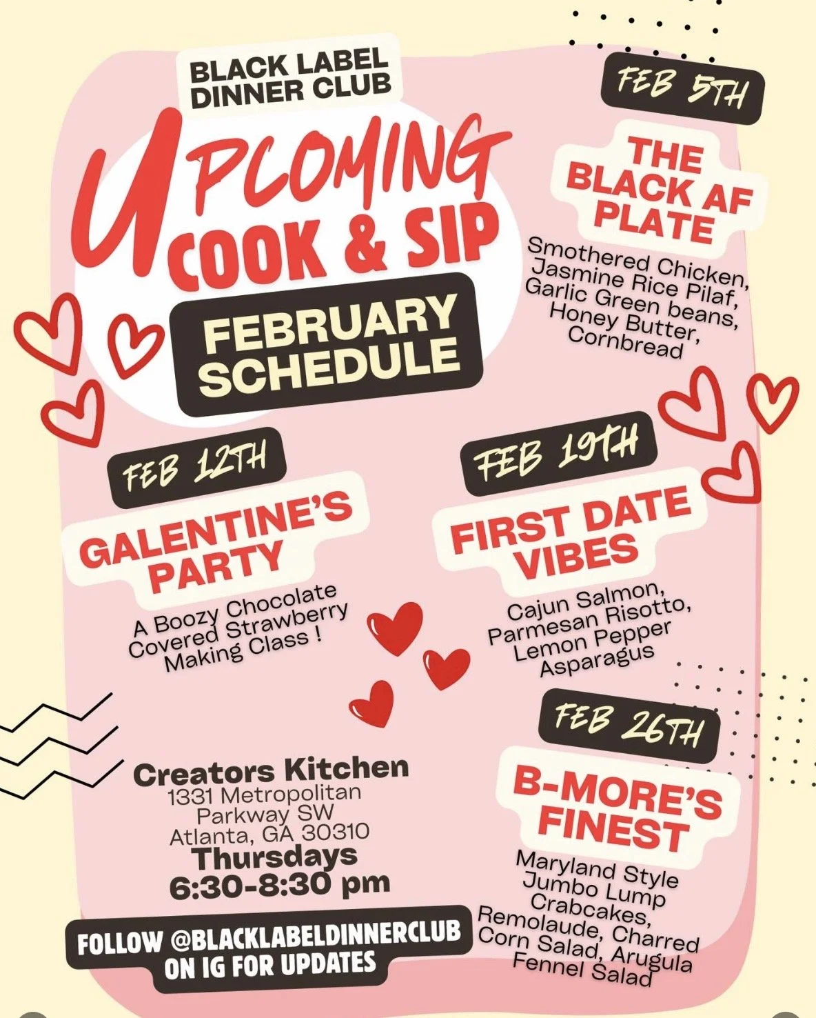 February Black Label Dinner Club Cook & Sip Dinner Party Series