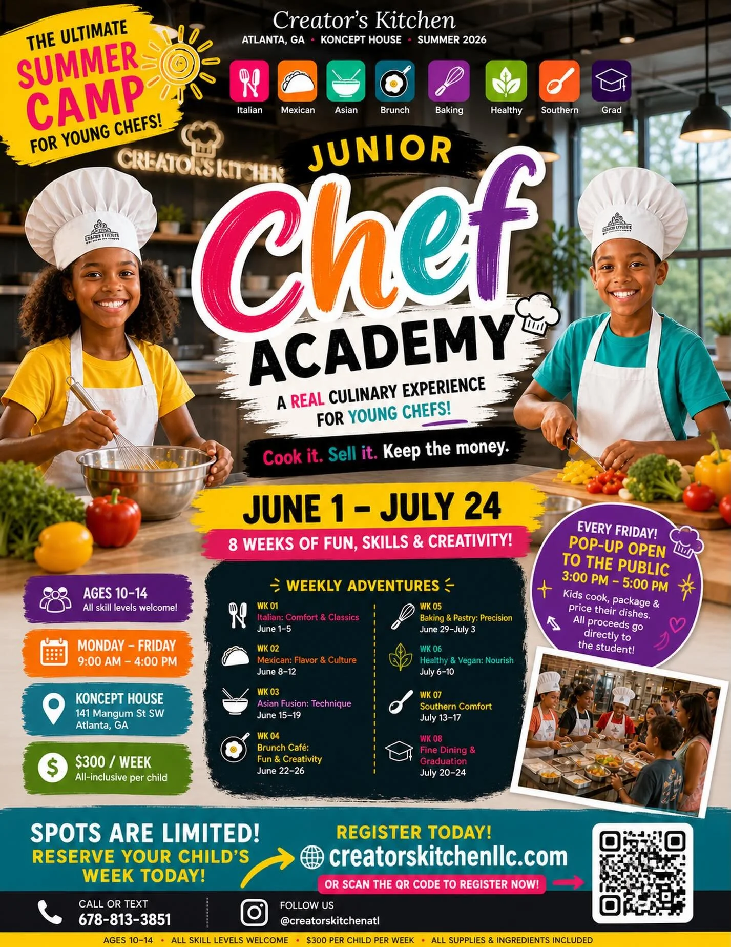 🔥 ATLANTA PARENTS &mdash; REGISTRATION IS NOW OPEN! 👩🏽&zwj;🍳👨🏾&zwj;🍳

This summer, your child won&rsquo;t just learn how to cook&hellip;

They&rsquo;ll build confidence, creativity, teamwork, leadership, and real culinary skills inside a profe