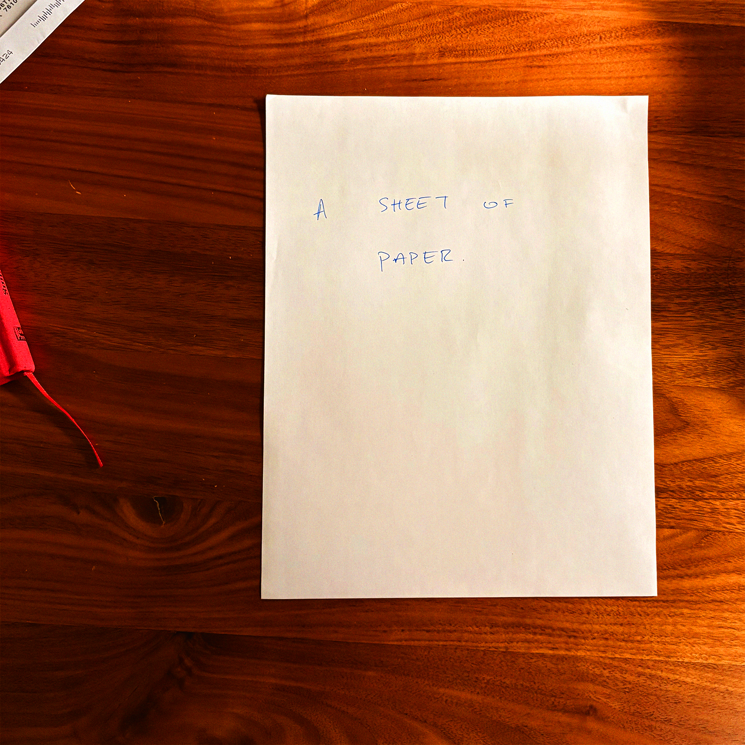a sheet of paper.