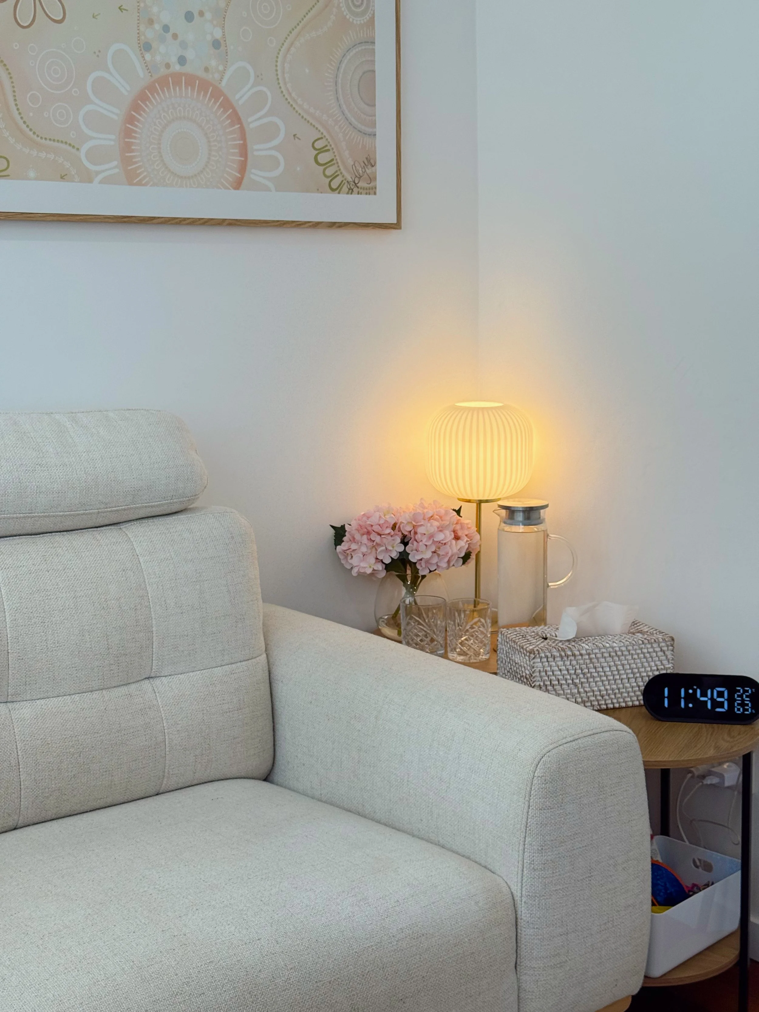 Psychologist consultation room at Grow Through Therapy, Ascot Brisbane