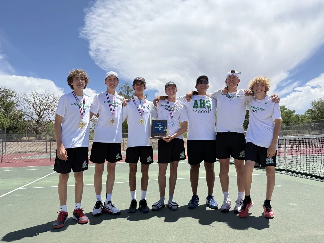 2025 District Championship from left to right: Doubles Champions Julian and Cristian Olson, 2025 District Singles Champion Mitchell Rocca, singles runner-up Cormac White, 3rd place finisher Misha Peters, doubles 3rd place finishers Cooper LeBlanc an