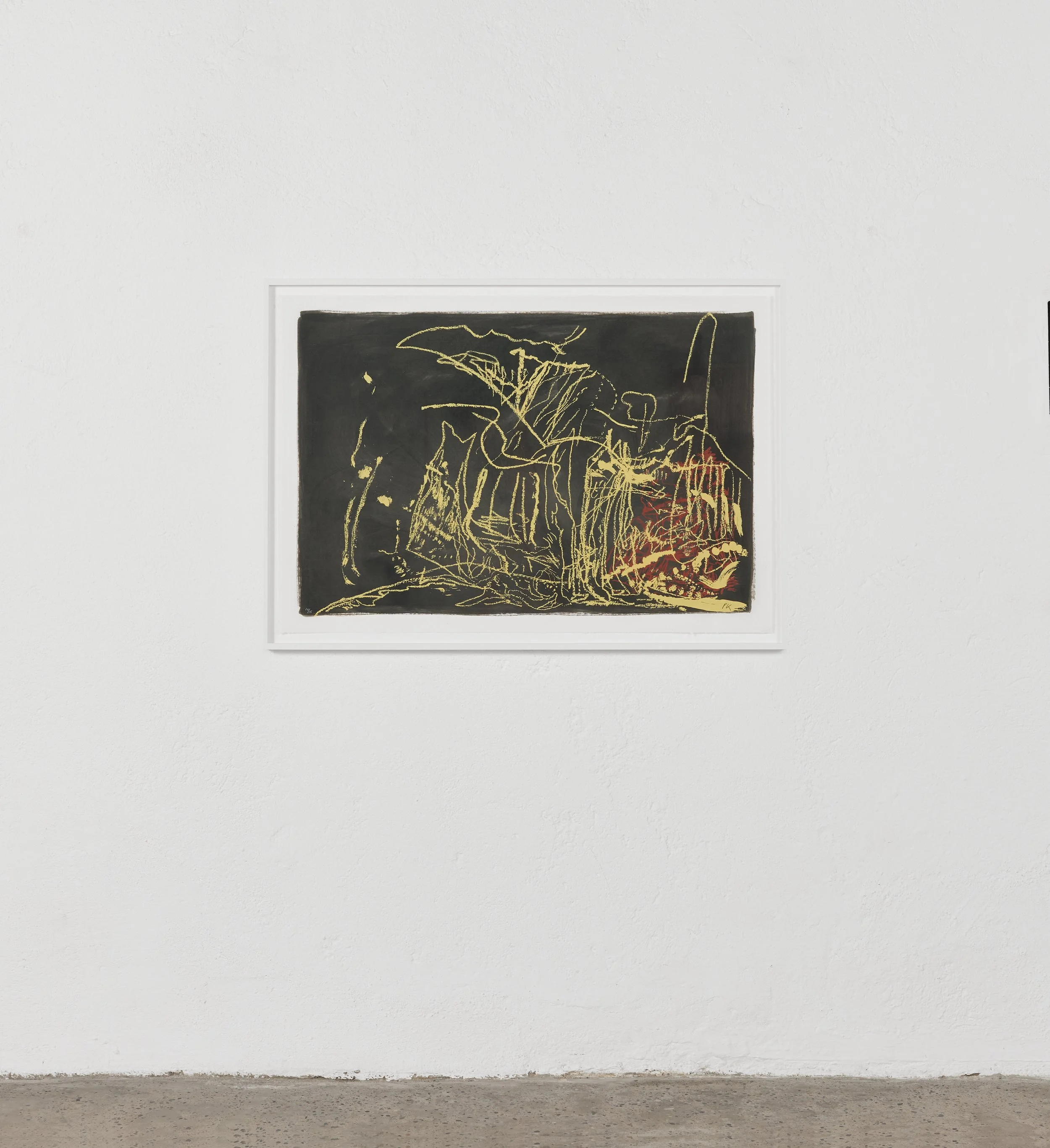 U.T. silketrykk på håndmalt rispapir av Per Kirkeby