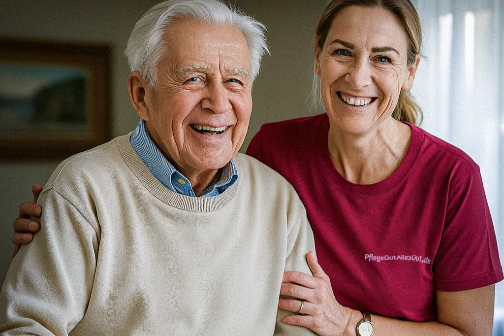 PflegeGutAllesGut - nette Betreuerin und älterer Herr zuhause