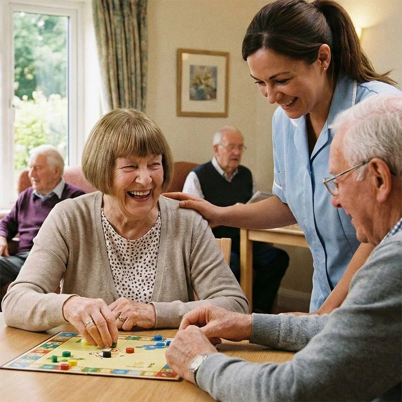 PflegeGutALlesGut - NEttes Ehepaar im Altersheim spielt Brettspiel