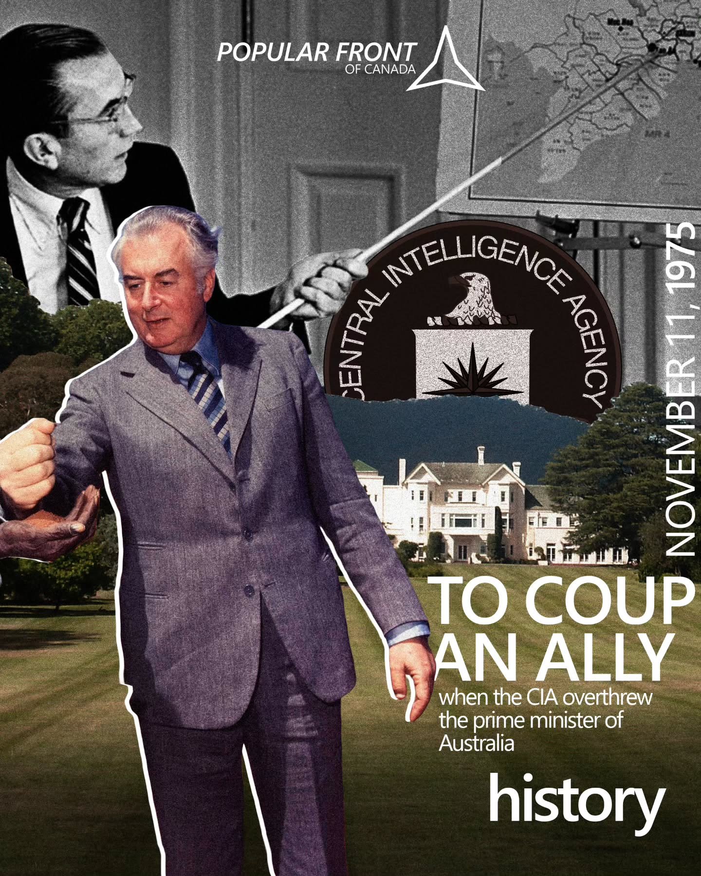 50 years ago today, Australia&rsquo;s most progressive prime minister, Gough Whitlam, was removed from office with the backing of the CIA.

Whitlam was elected in 1972 and enacted reforms like universal healthcare and free university. He sought to ch