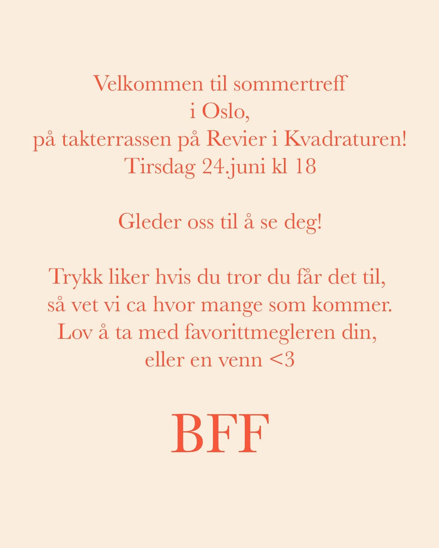 Kom p&aring; sommertreff! Det er bare snacks og drikke der, s&aring; ta deg en falafel p&aring; veien🌯 Trykk gjerne ❤️ hvis du tror du klarer &aring; komme, s&aring; vet vi ca🫶

#boligfotograf #boligfotografforbundet #bff📸