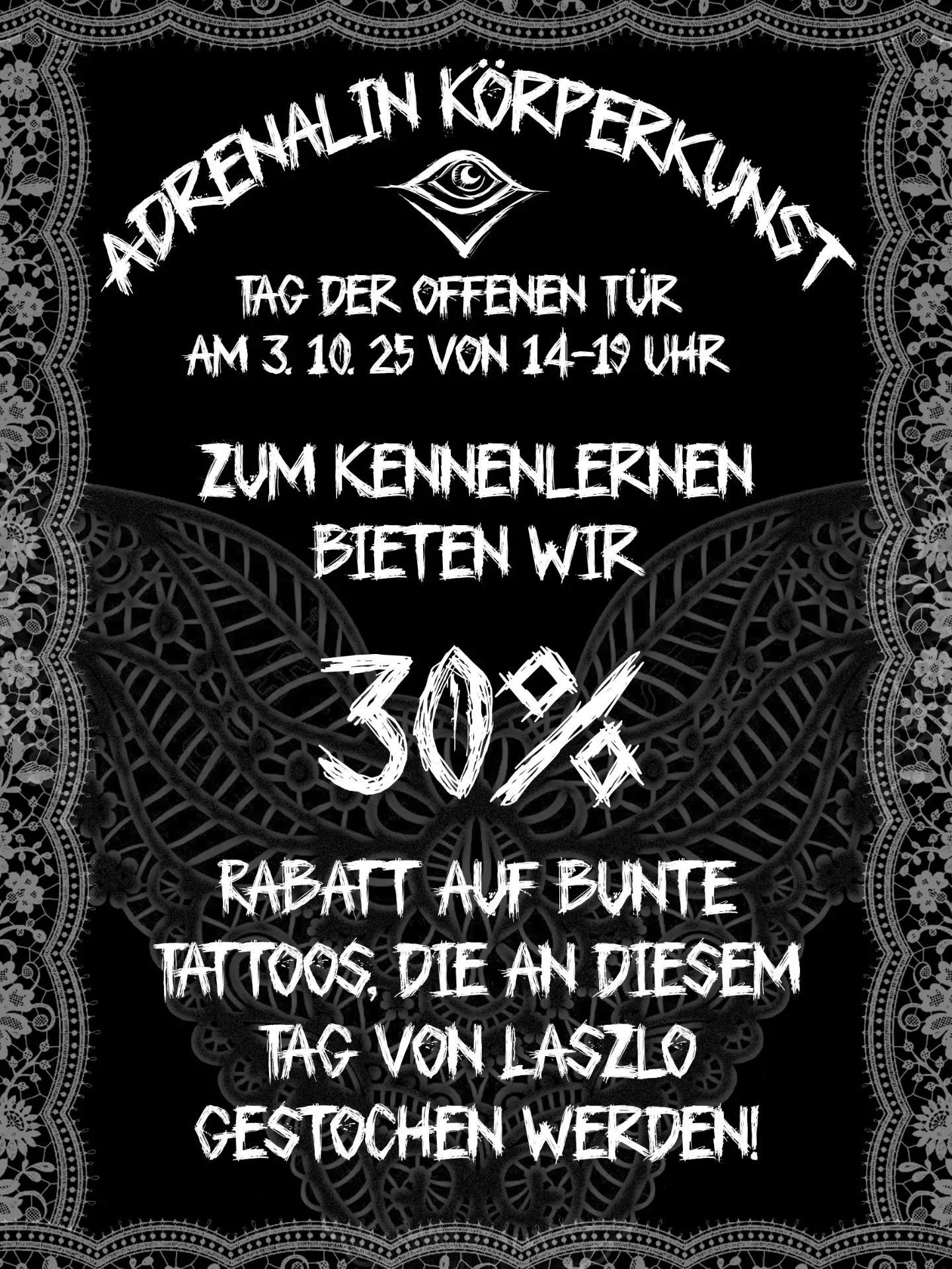 Liebe Kunden! 
Zum kennenlernen bieten wir 30% Rabatt auf bunte Tattoos von @laszlo_tattoo am Tag der offenen Tür! 
Am besten schon vorher einen Termin reservieren 😉
#tattoo #inked