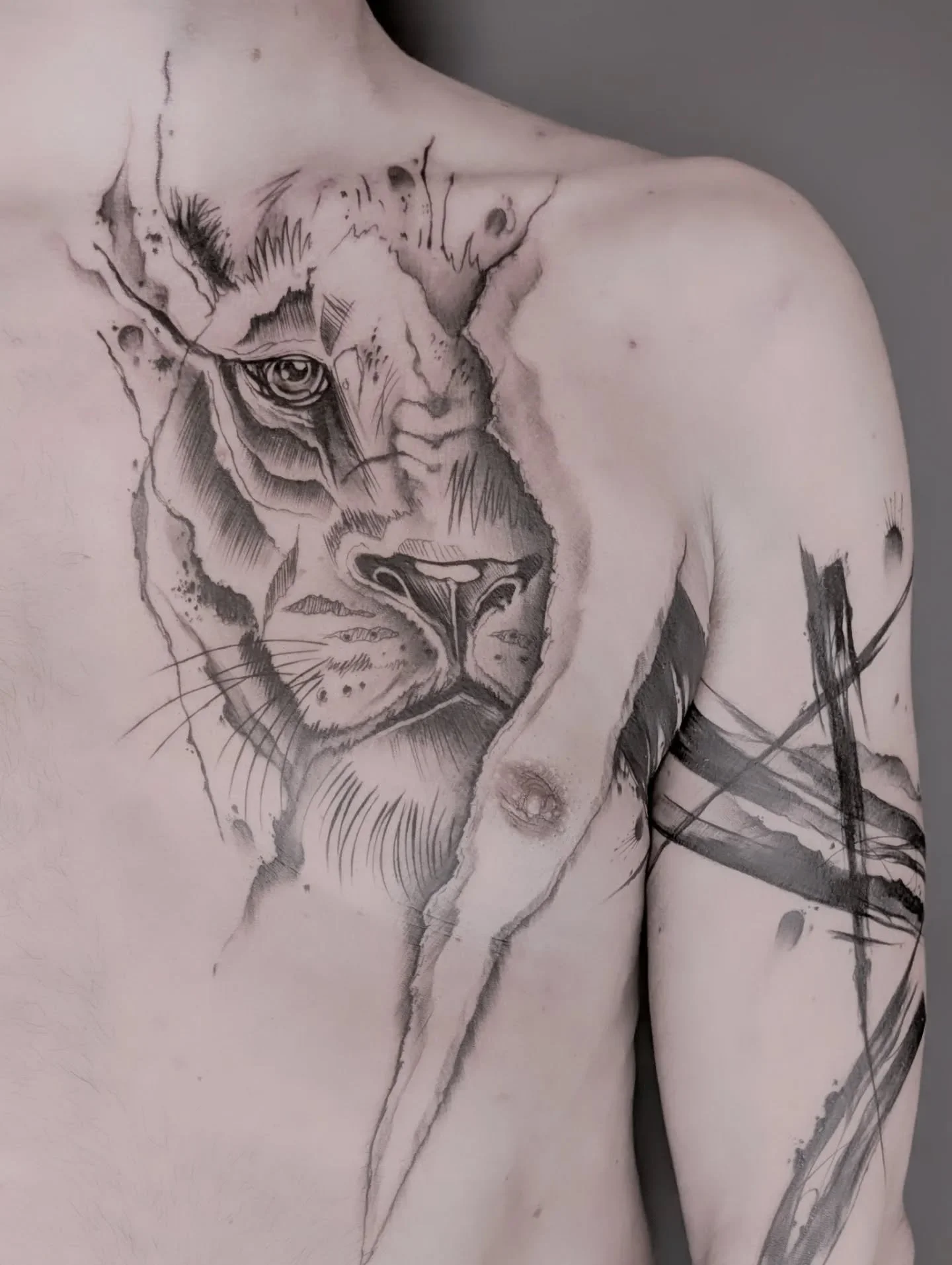 #tattoo #inked #liontattoo #blackandgreytattoo #lion