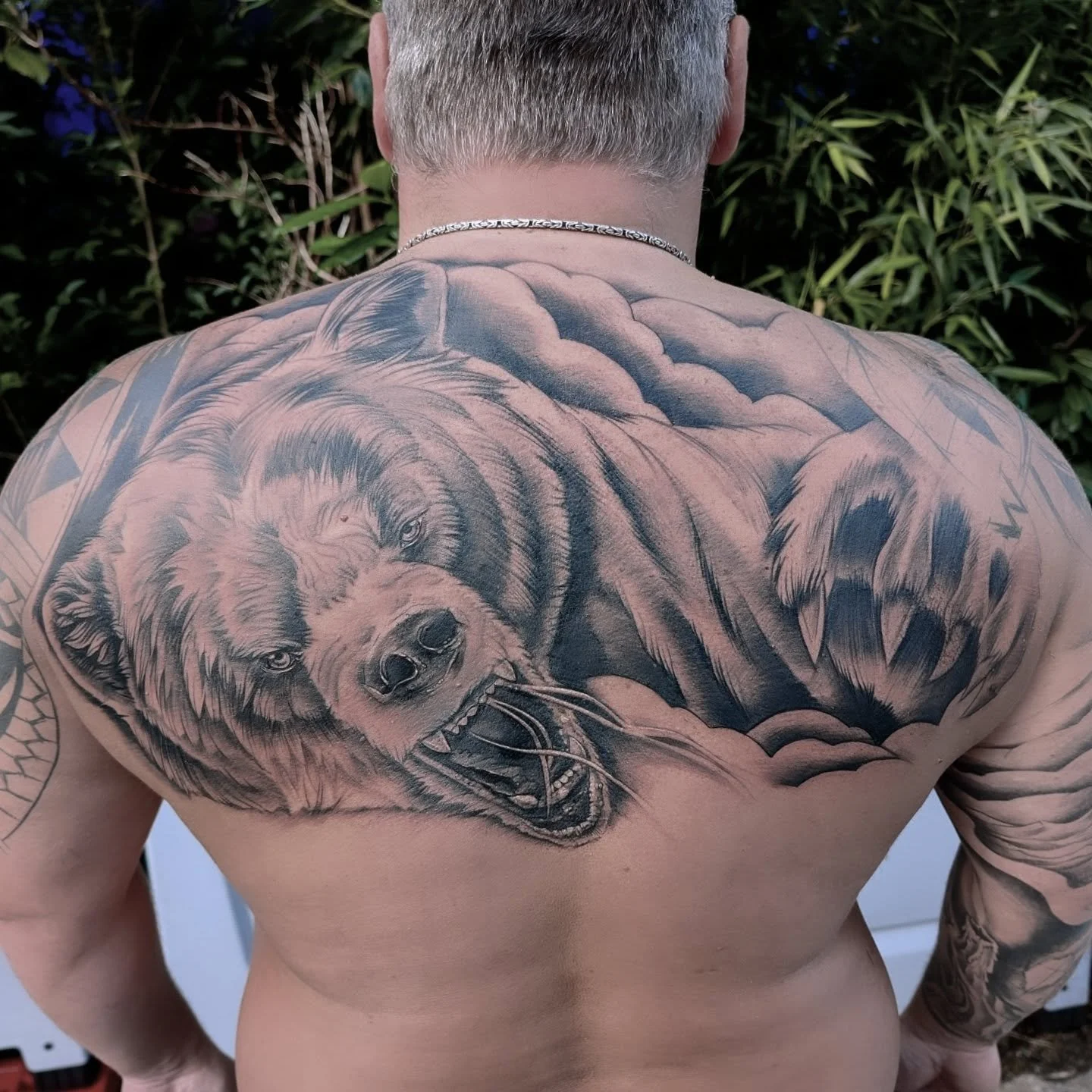 #inked #tattoo #blackandgreytattoo #backtattoo