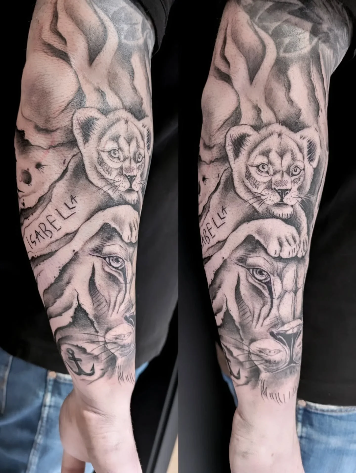 #tattoo #armtattoo #liontattoo #blackandgreytattoo