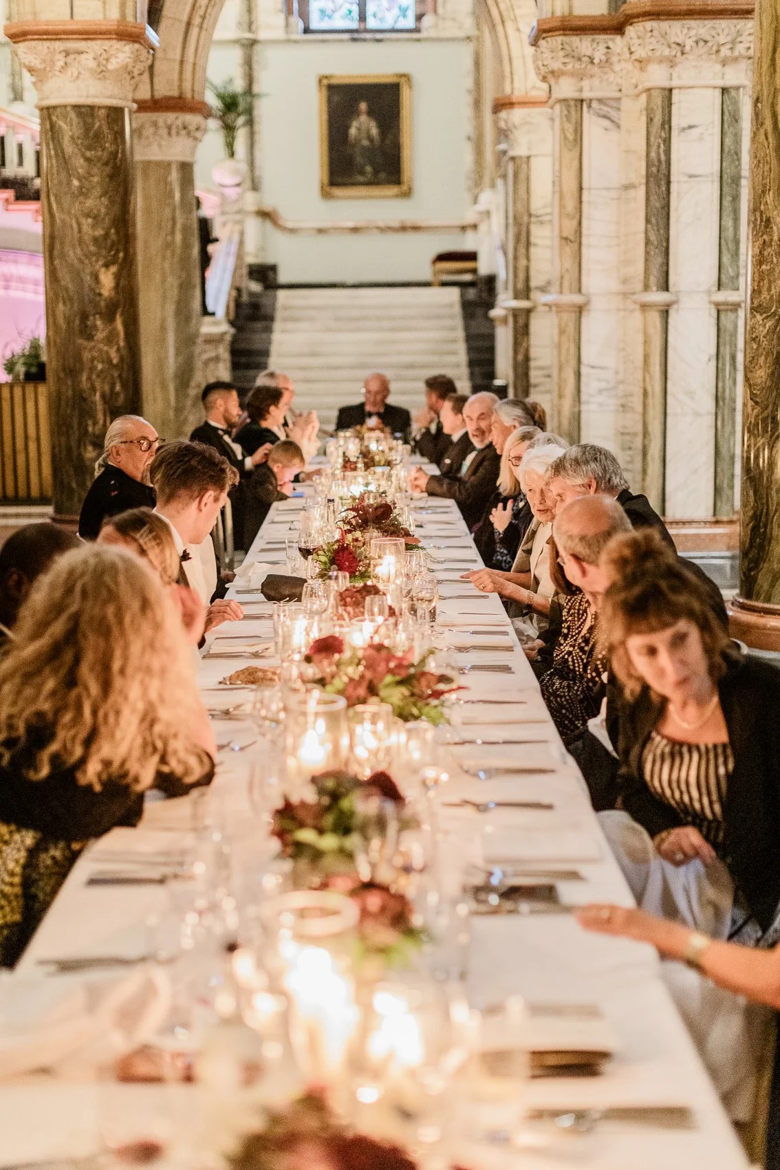 long table of diners