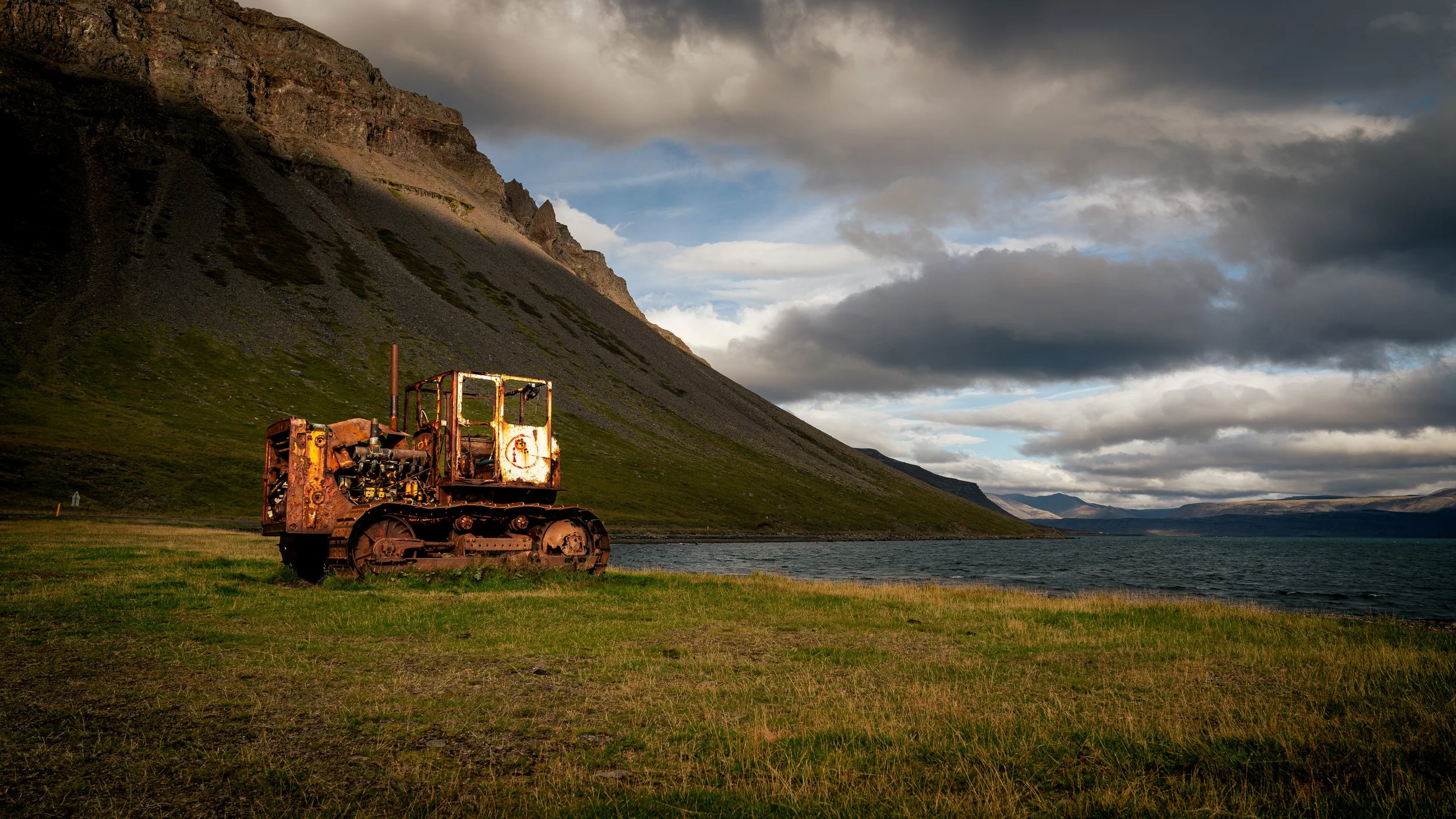Wrecked Icelandic tractor. West Fjords.