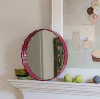Scalloped Mirror Burgundy