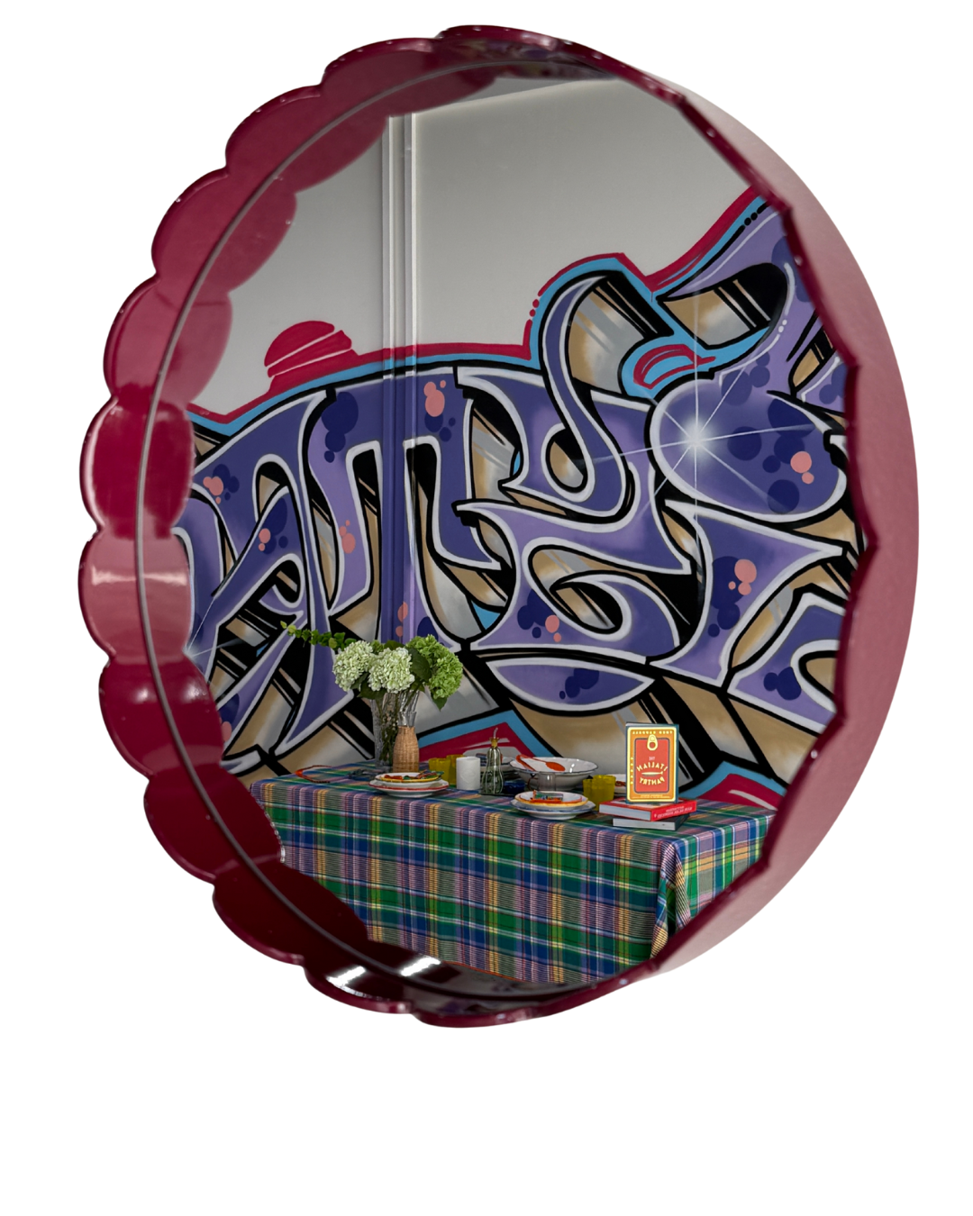 Scalloped Mirror Burgundy