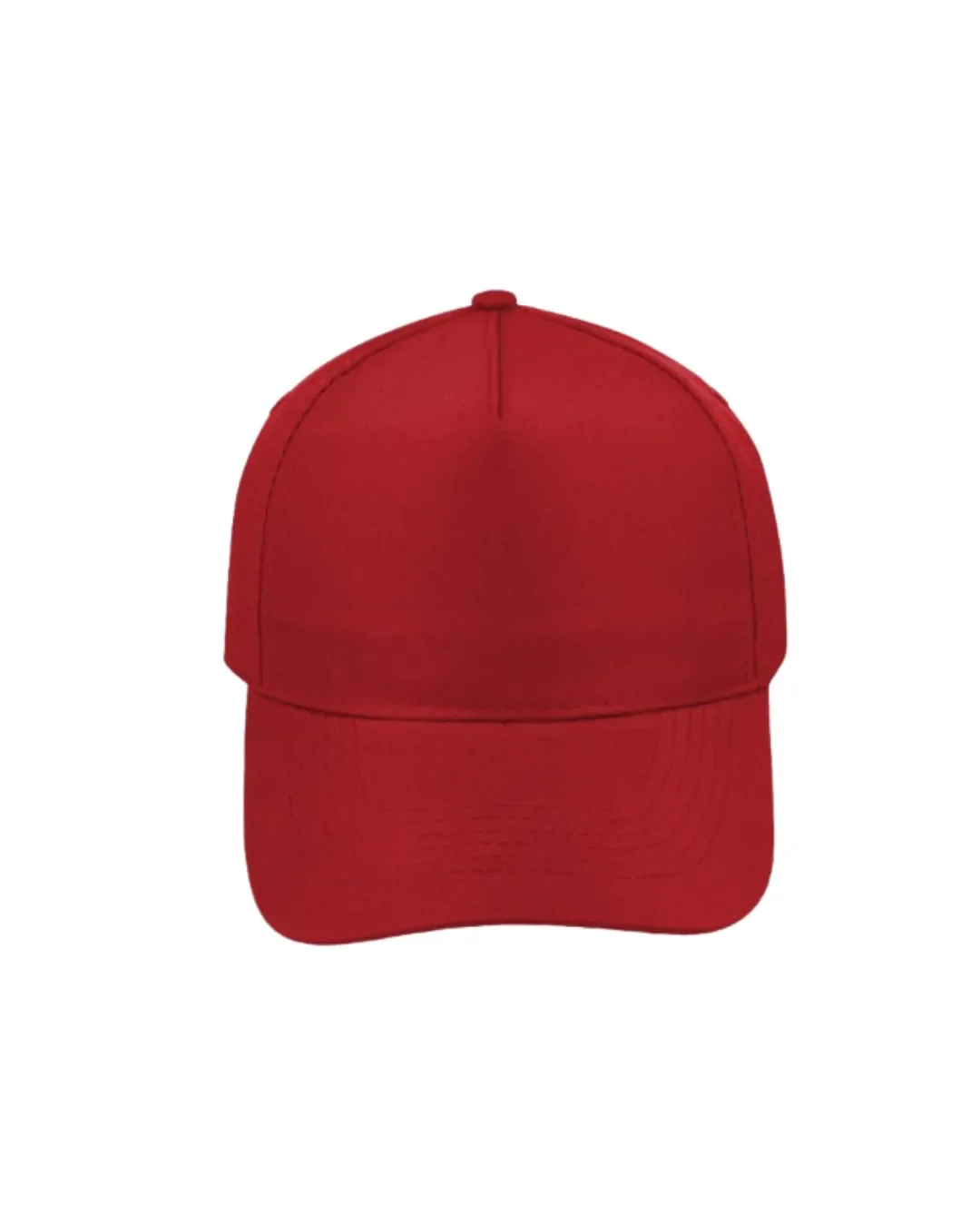 Red 5-panel promotional baseball cap, providing a smooth surface perfect for custom embroidery and corporate event branding by Soli in Cape Town.