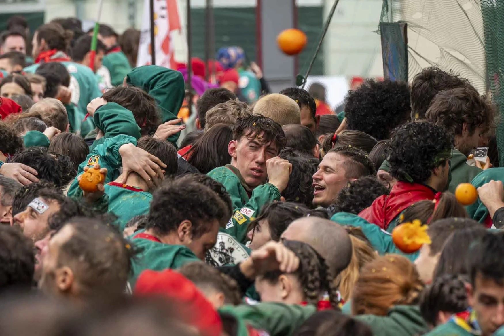 Avoiding the Orange
2024 Ivrea, Italy. The Ivrea Carnival depicts the rebellion of the people over the tyrant that ruled them. The last three days of the carnival must be one of the most amazing happenings I've experienced with the Battle of the Oran