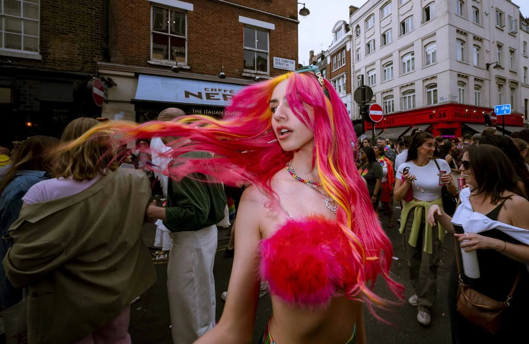 Hair in the Wind.
Soho, London 2024 during Pride. Soho fills up with some of the most eccentric and amazing people. Lots of happiness, pride and protest.
Kappa Printing 75x50cm Connect for Price 