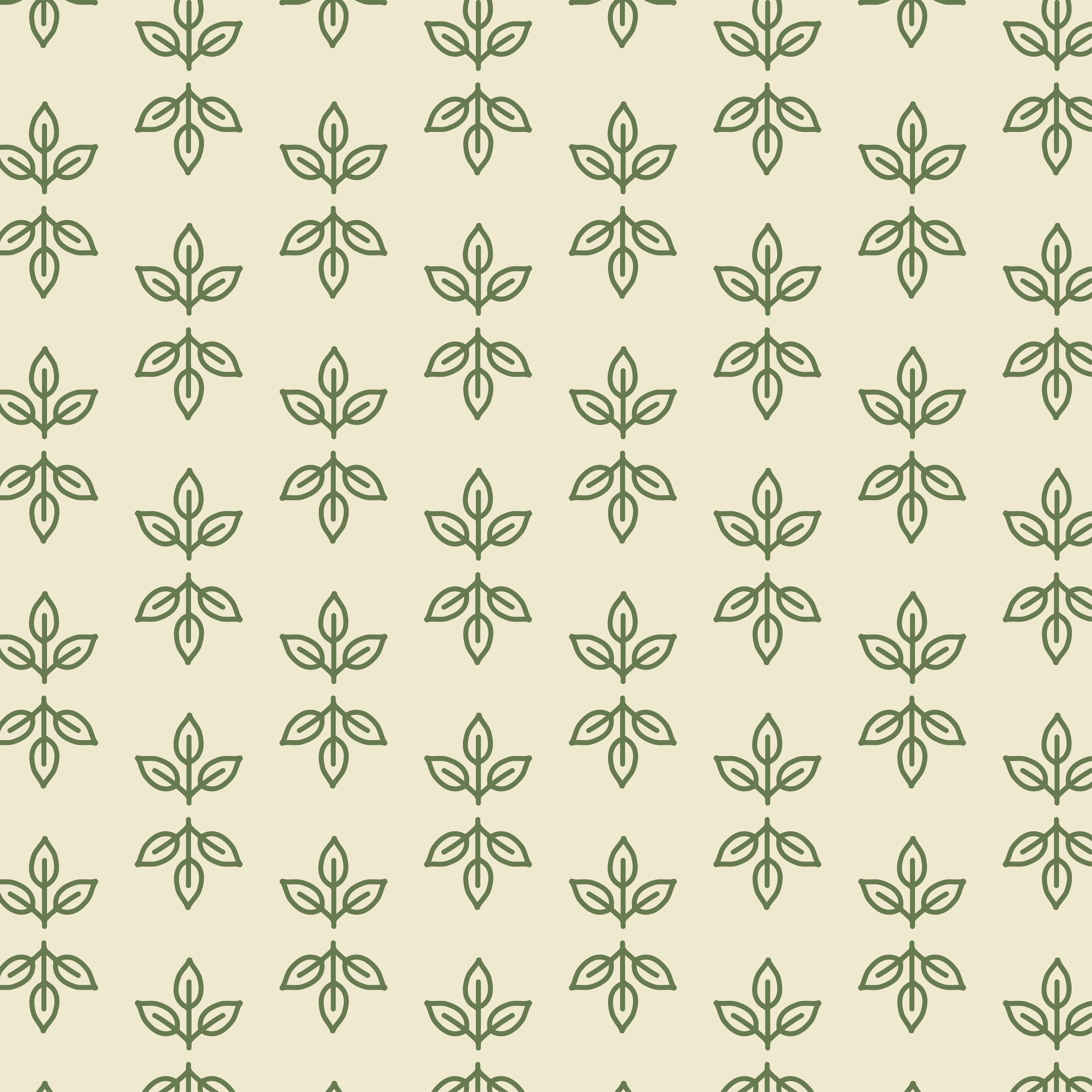 Pattern of green leafy plant motifs on a light beige background.