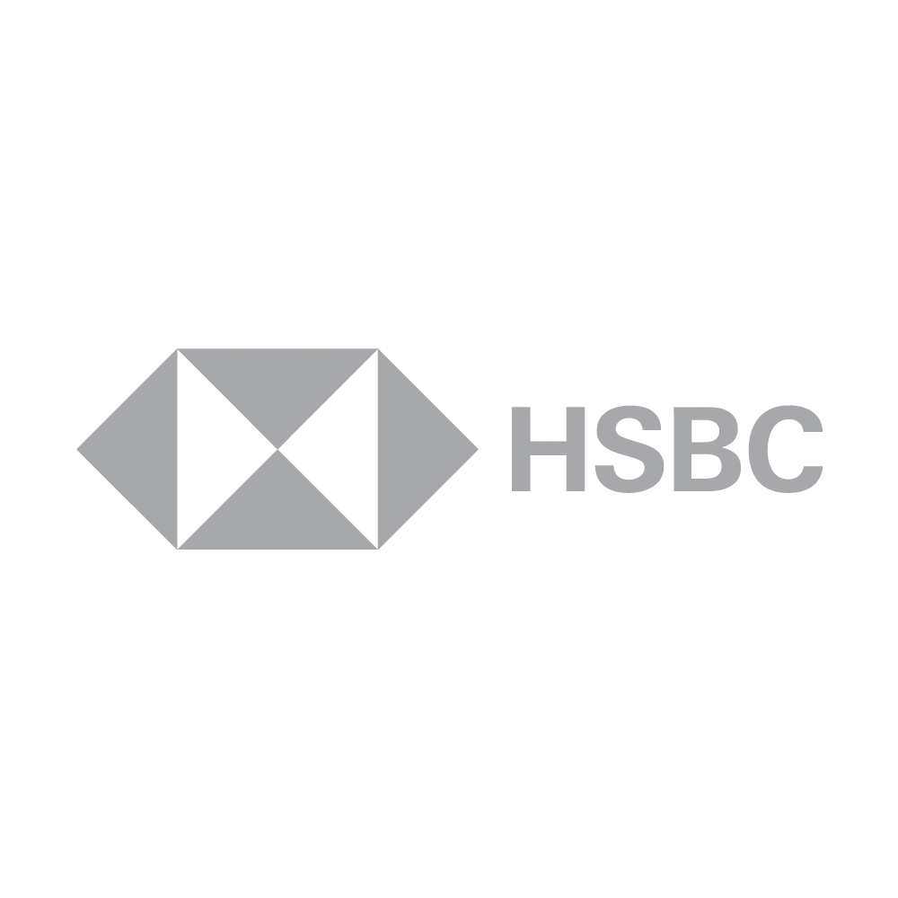 HSBC logo with a geometric red hexagon symbol next to the letters 'HSBC'. The logo is on a white background.